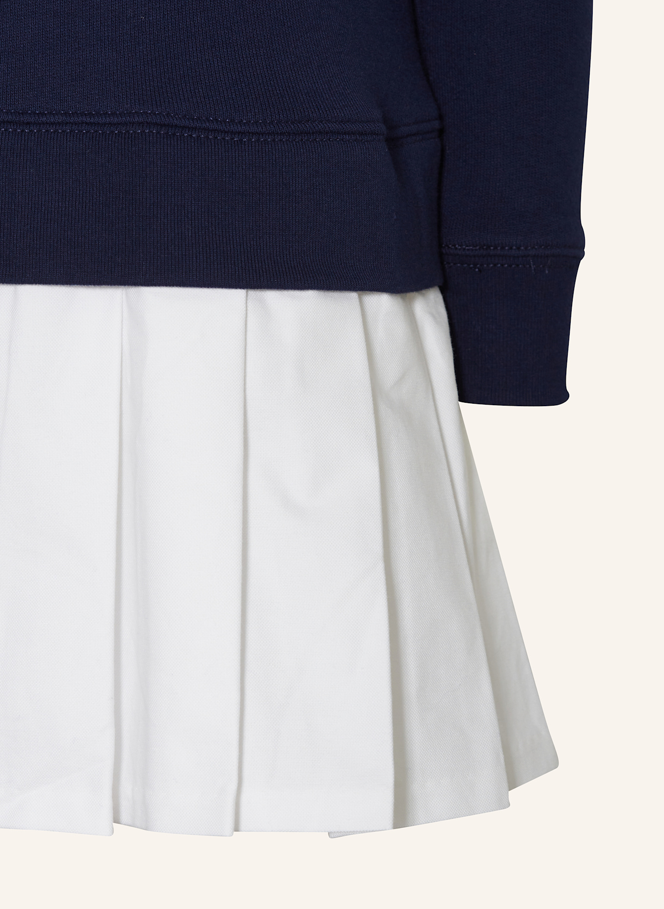POLO RALPH LAUREN Kleid im Materialmix mit Rüschen: DUNKELBLAU/ WEISS