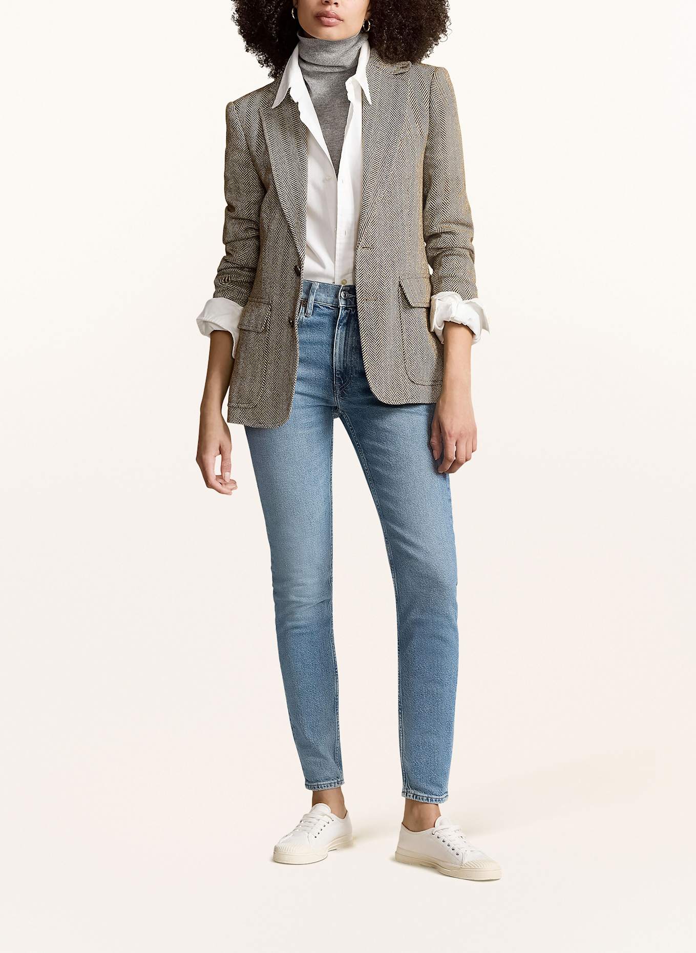 POLO RALPH LAUREN Blazer mit Leinen: BRAUN / DUNKELBRAUN