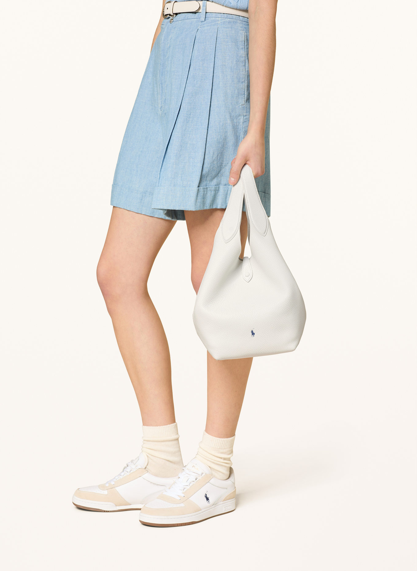 POLO RALPH LAUREN SHINY DRUM PEBBLE shopper in white