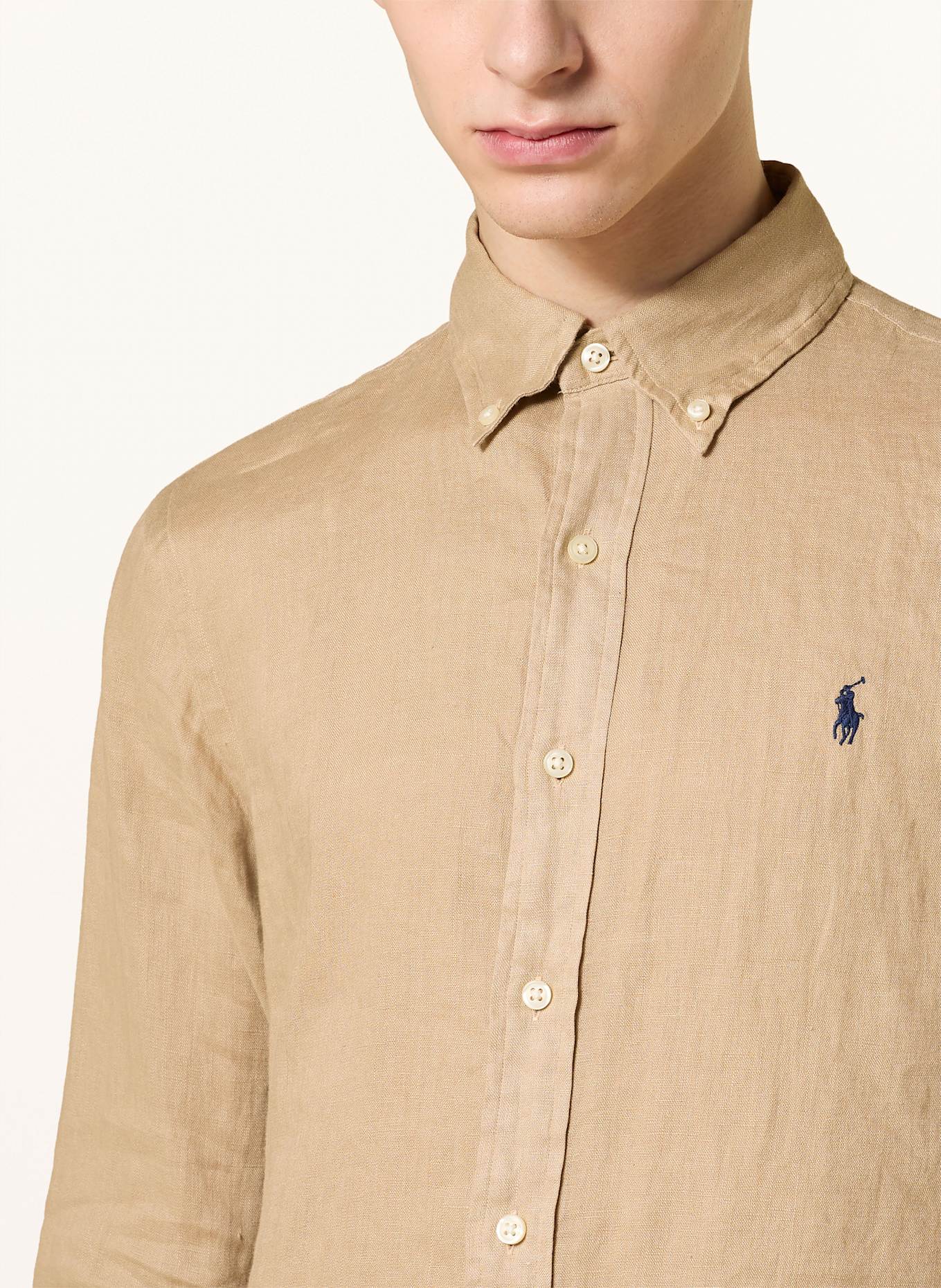POLO RALPH LAUREN Leinenhemd Custom Fit: BEIGE