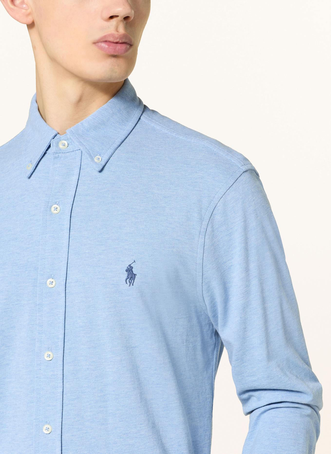 POLO RALPH LAUREN Piqué-Hemd Custom Fit: HELLBLAU