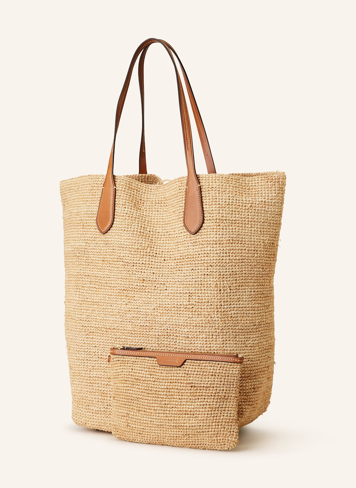 POLO RALPH LAUREN Shopper mit Pouch: HELLBRAUN / BRAUN