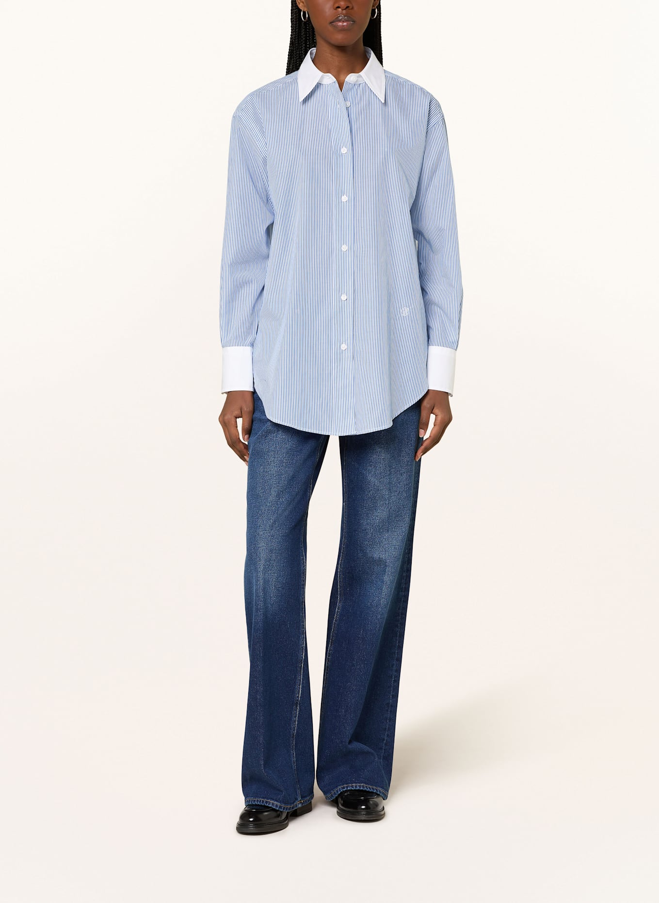 BOSS Shirt blouse BADINA: WHITE / BLUE