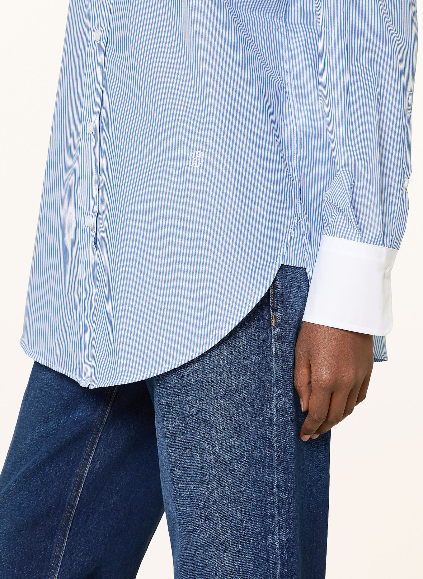 BOSS Shirt blouse BADINA: WHITE / BLUE