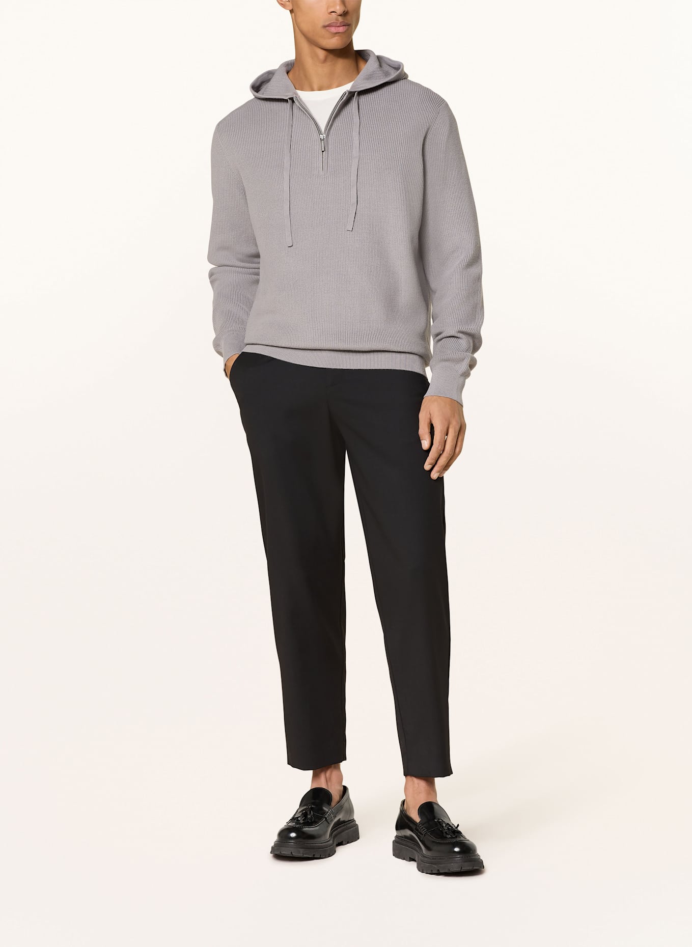 PAUL Bluza z kapturem z dzianiny: SZARY