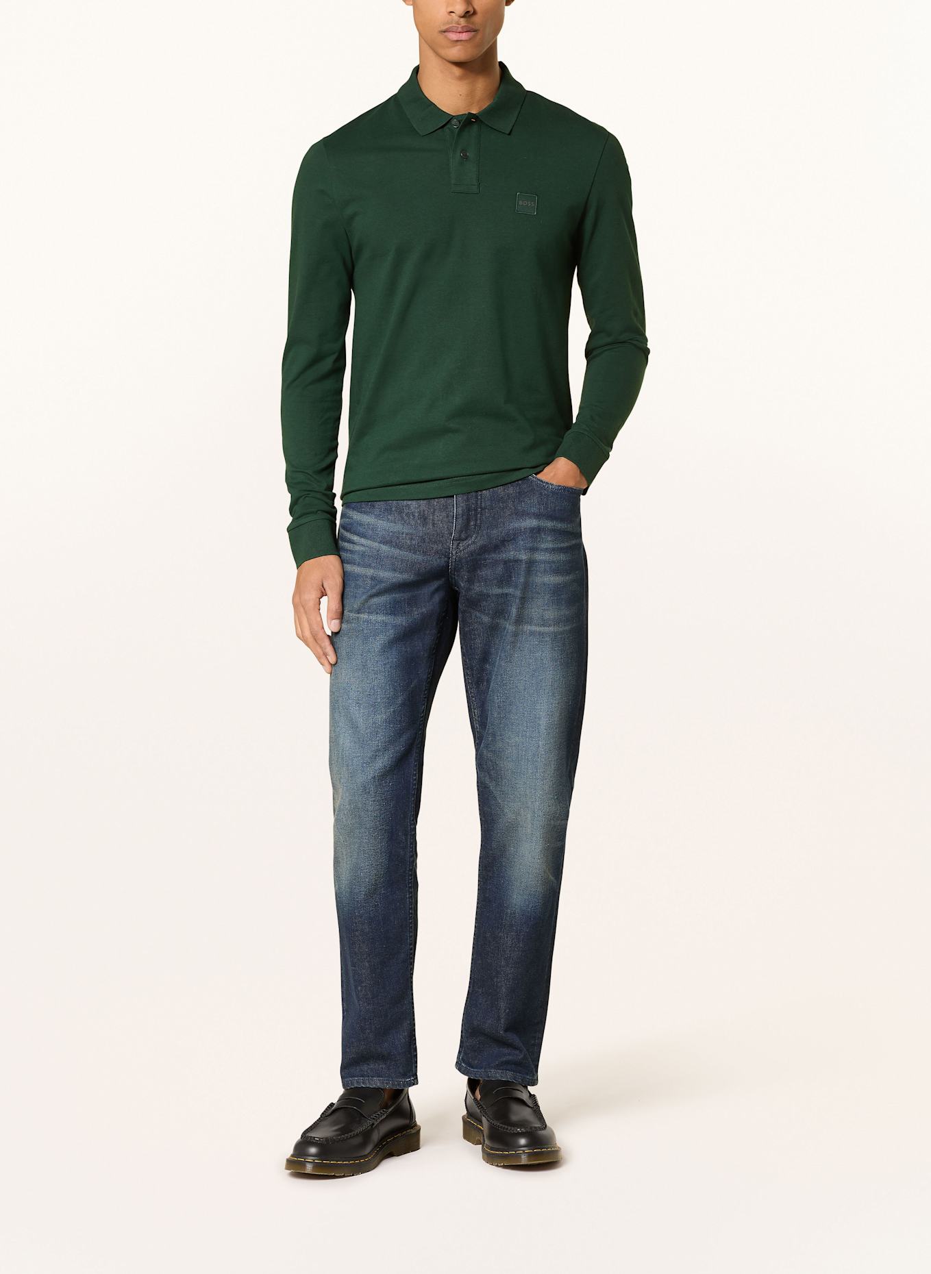 BOSS Piqué-Poloshirt PASSERBY Slim Fit: DUNKELGRÜN