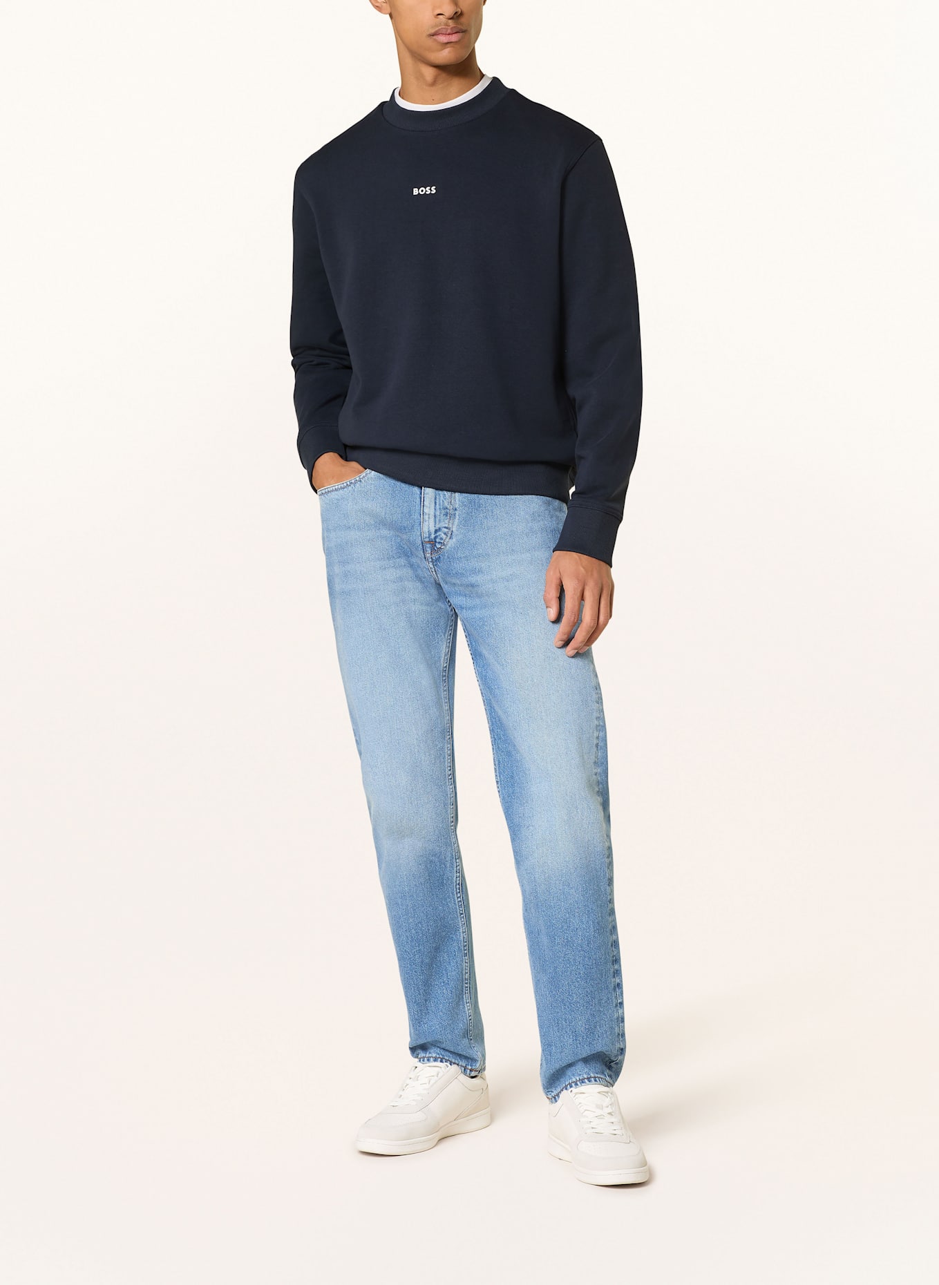 BOSS Sweatshirt WESMALLCREW: DUNKELBLAU