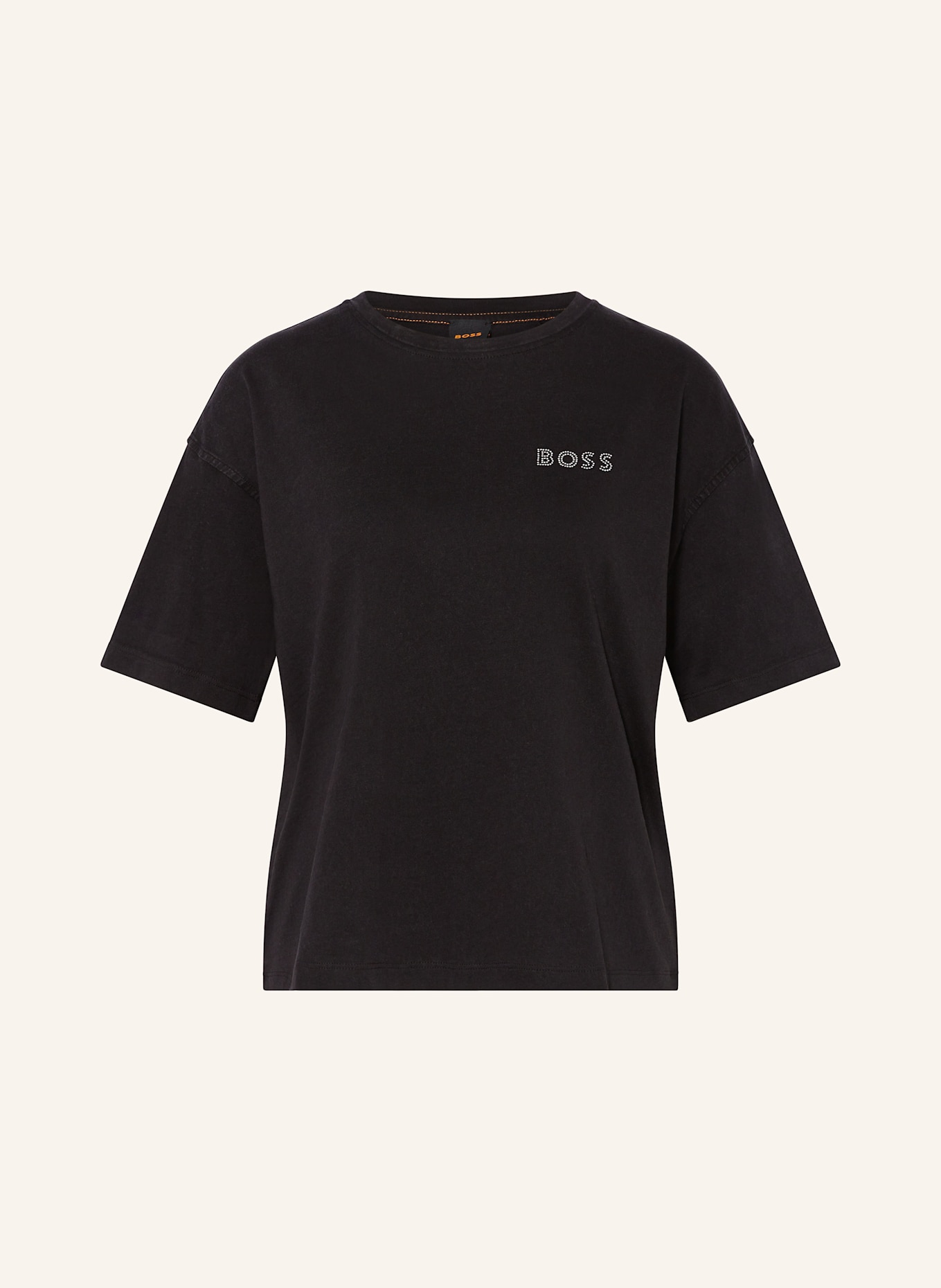 BOSS T-Shirt EVI mit Schmucksteinen: SCHWARZ