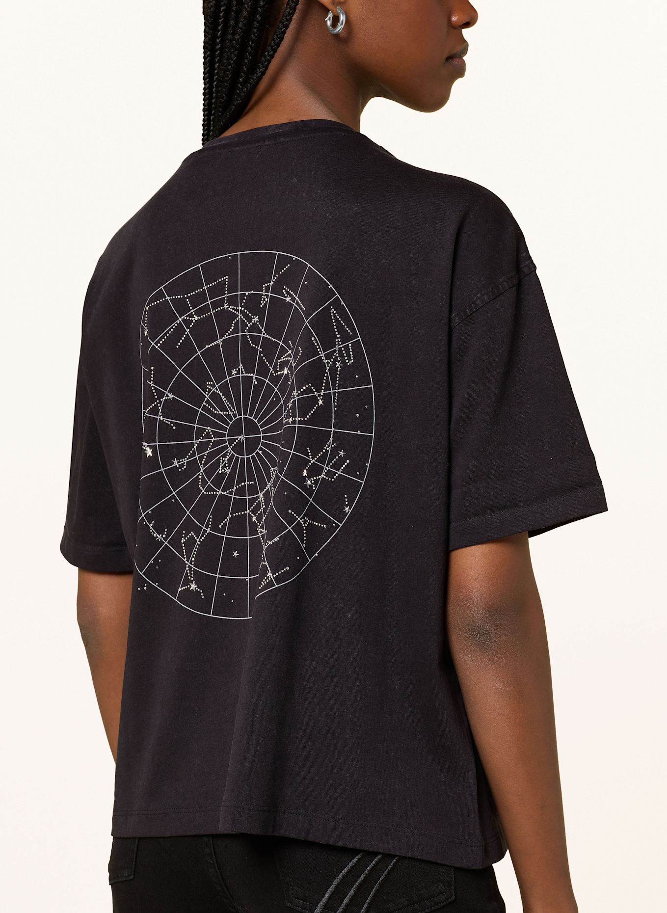 BOSS T-Shirt EVI mit Schmucksteinen: SCHWARZ