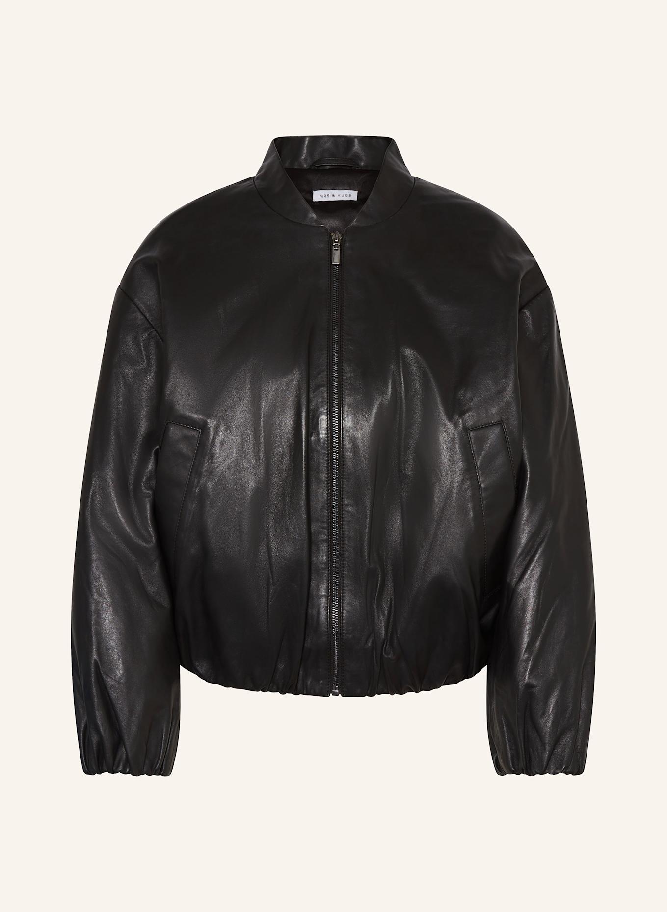 MRS & HUGS Lederblouson: SCHWARZ