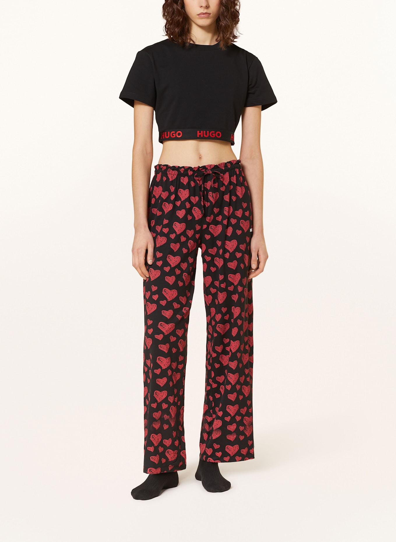 HUGO Koszulka rekreacyjna SPORTY: CZARNY / CZERWONY