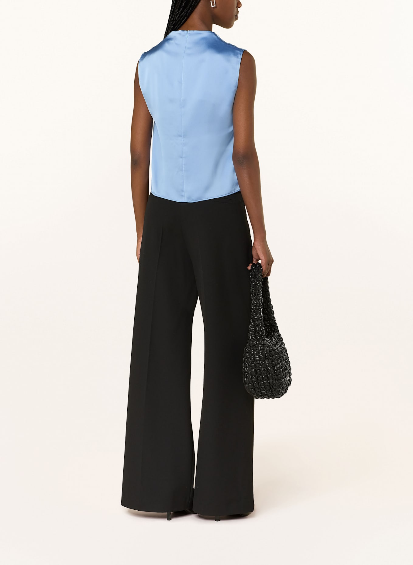 HUGO Blusentop CASMINI aus Satin: HELLBLAU