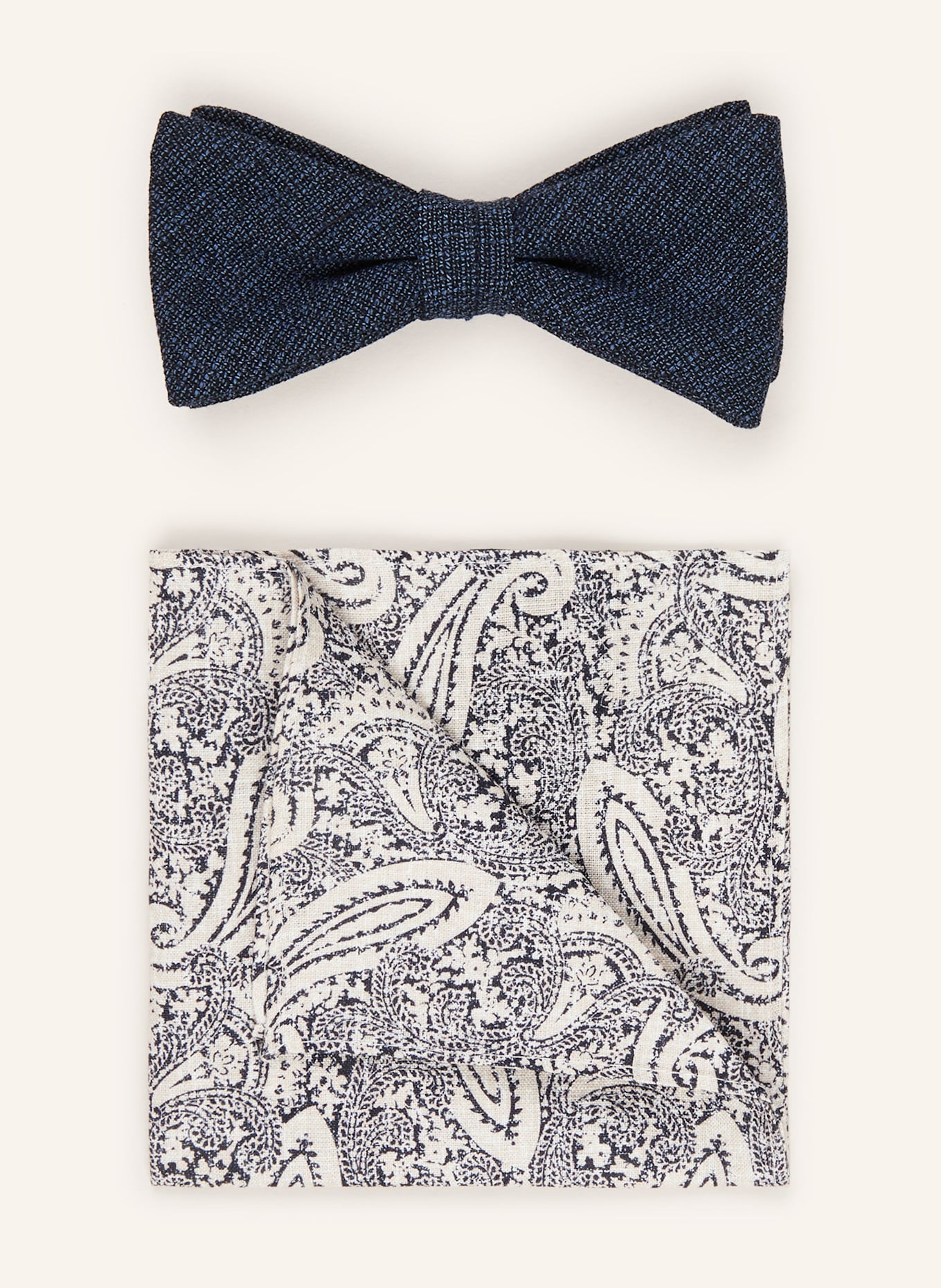 STRELLSON Set: Bow tie and pocket square: DARK BLUE / WHITE