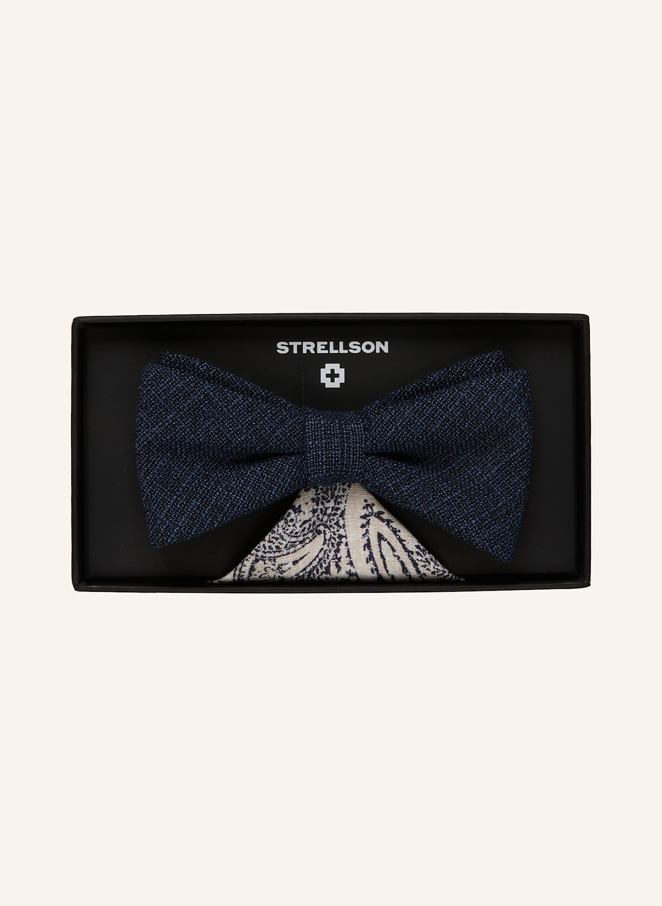 STRELLSON Set: Bow tie and pocket square: DARK BLUE / WHITE