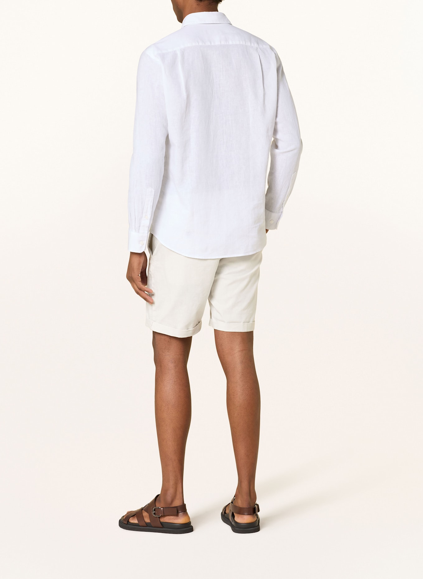 STROKESMAN'S Shirt regular fit with linen: WHITE