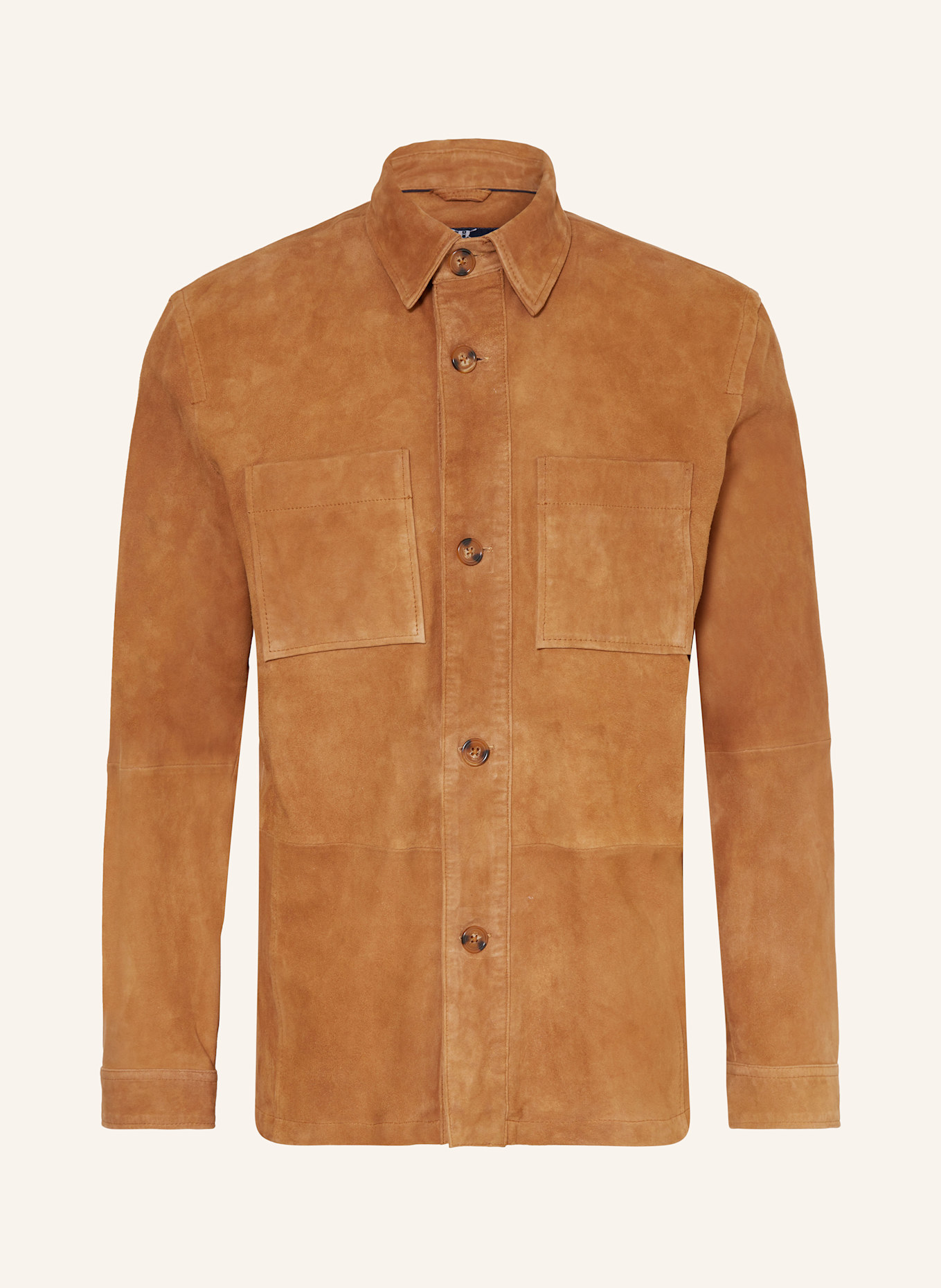 STROKESMAN'S Leather overshirt: COGNAC