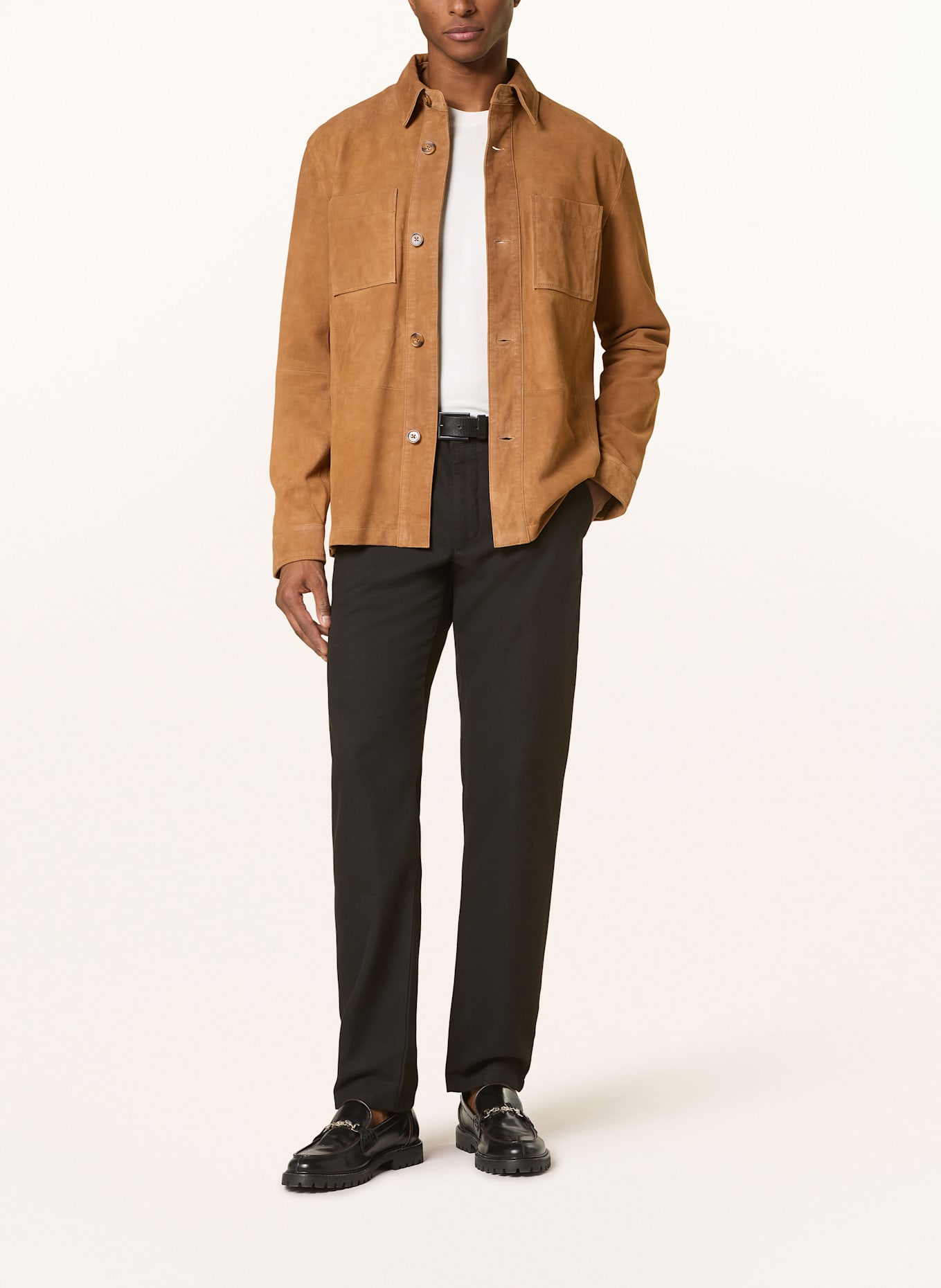 STROKESMAN'S Leather overshirt: COGNAC