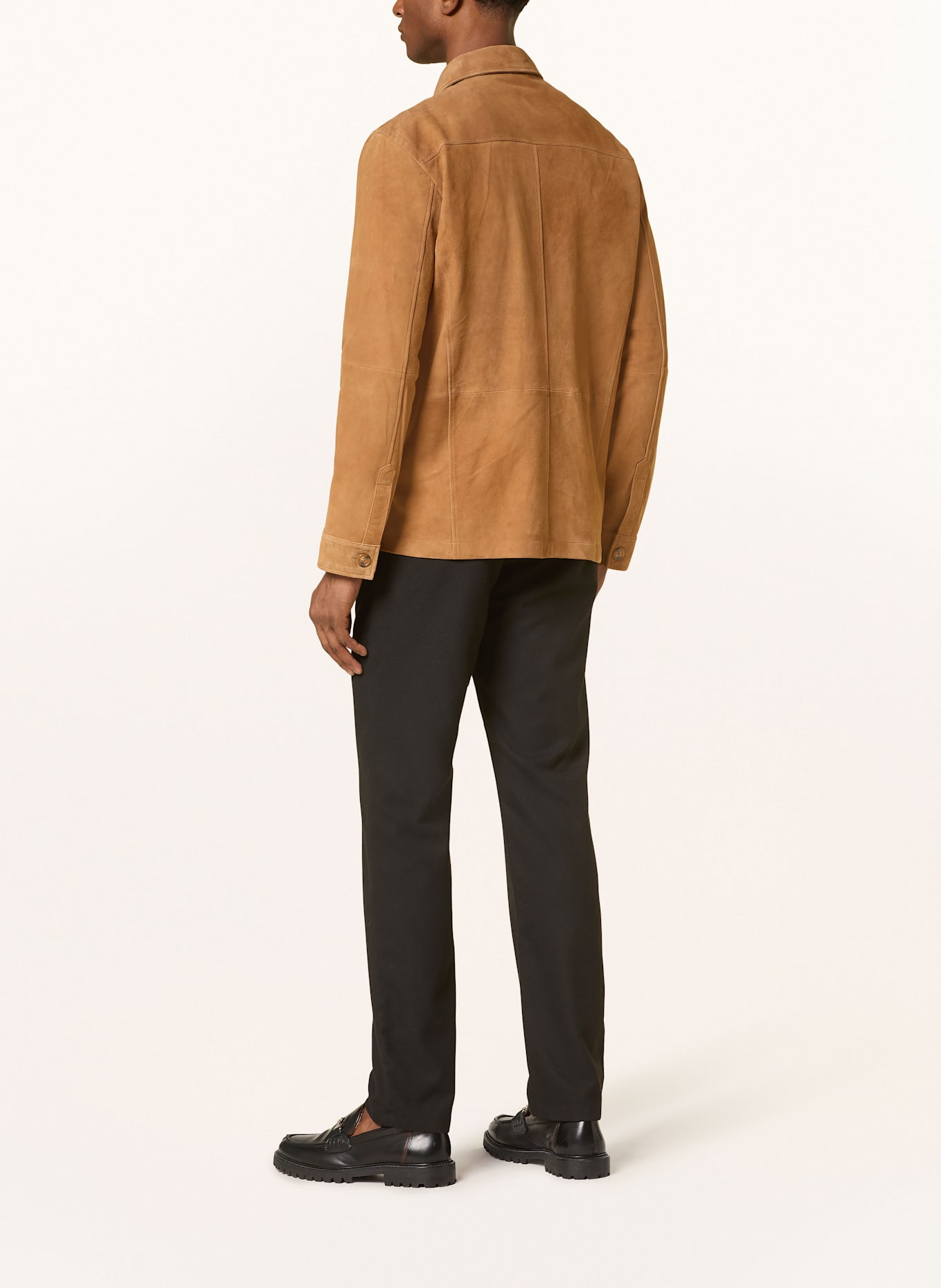 STROKESMAN'S Leather overshirt: COGNAC