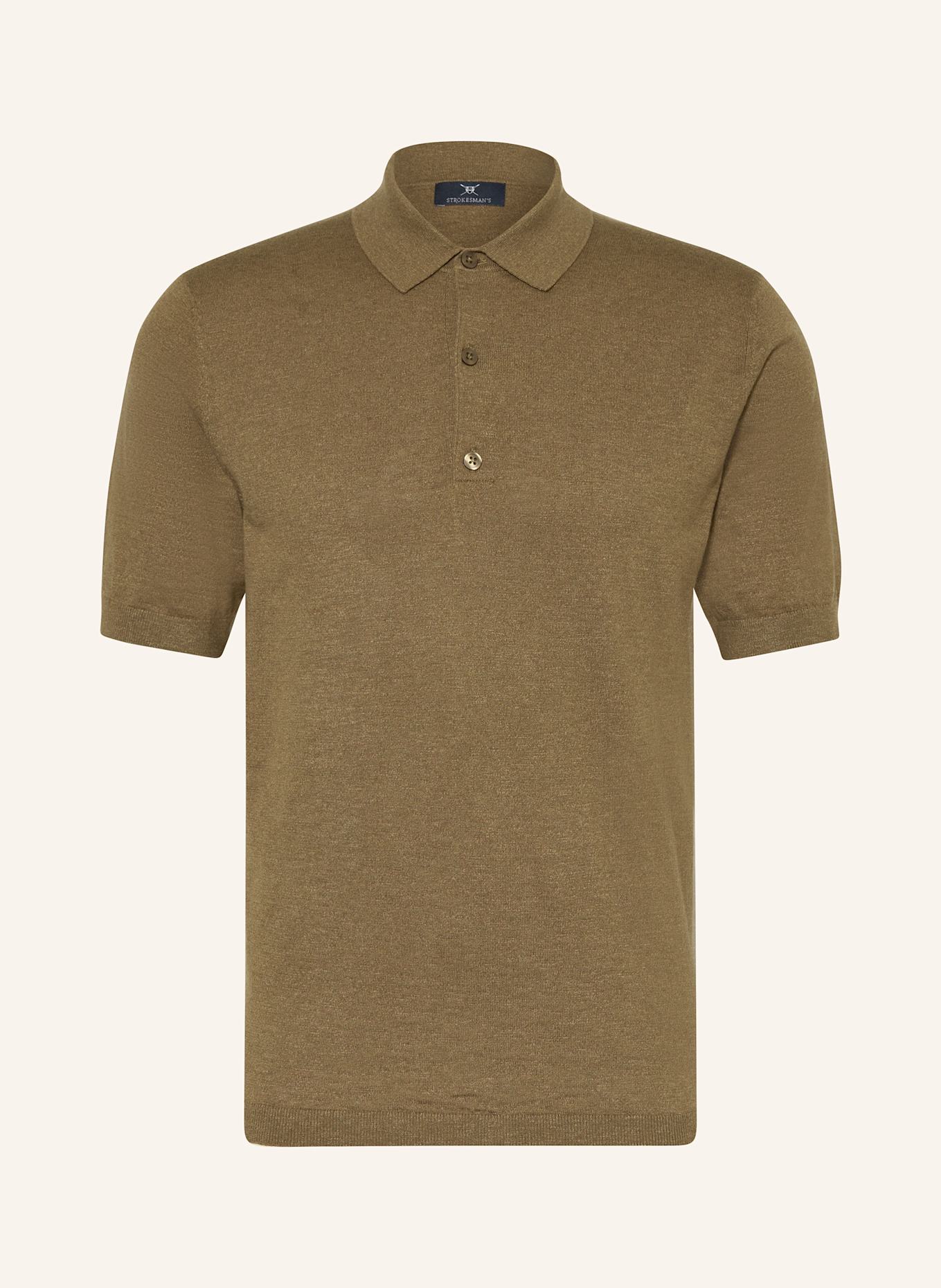 STROKESMAN'S Strick-Poloshirt: OLIV