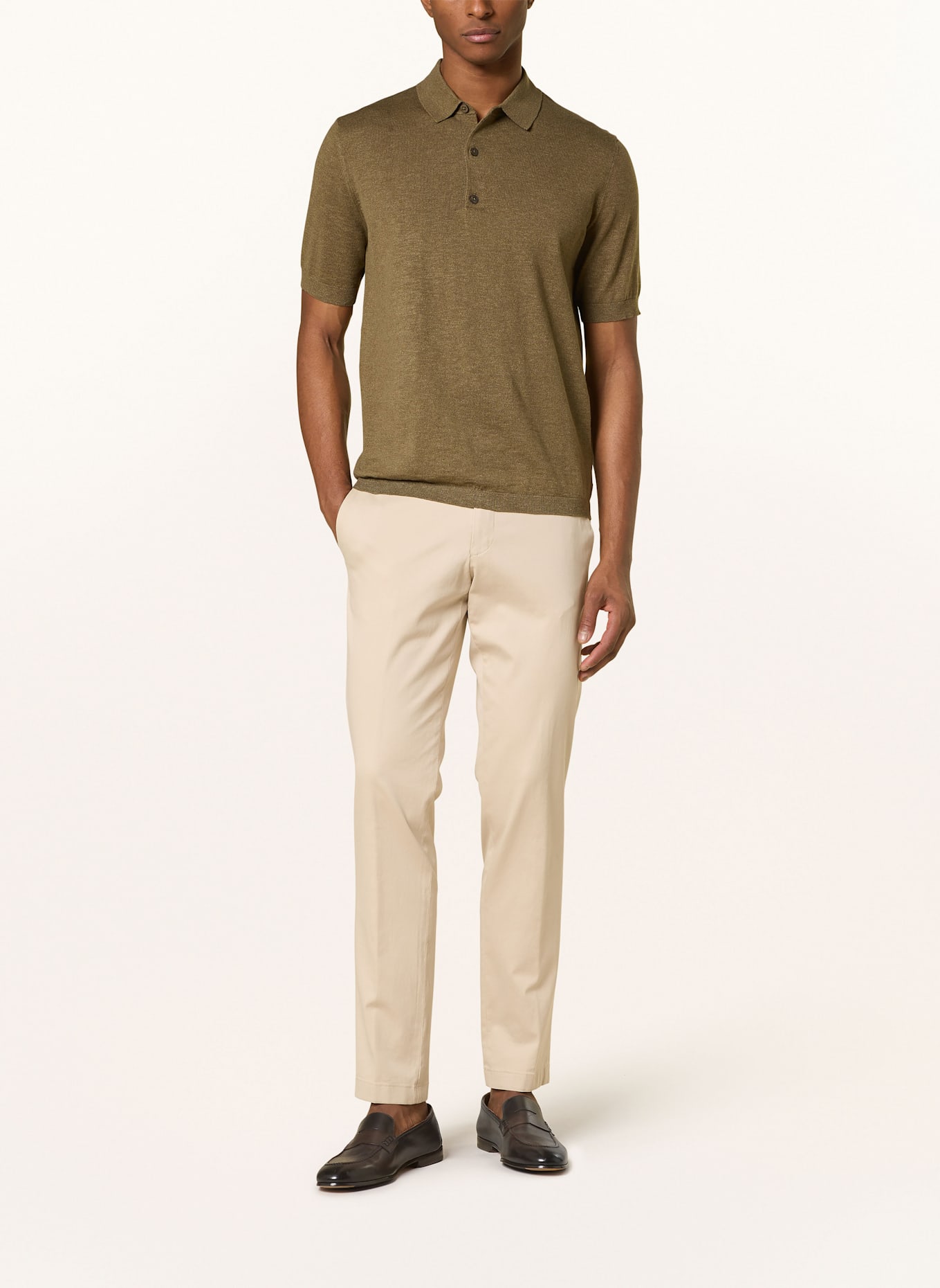 STROKESMAN'S Strick-Poloshirt: OLIV