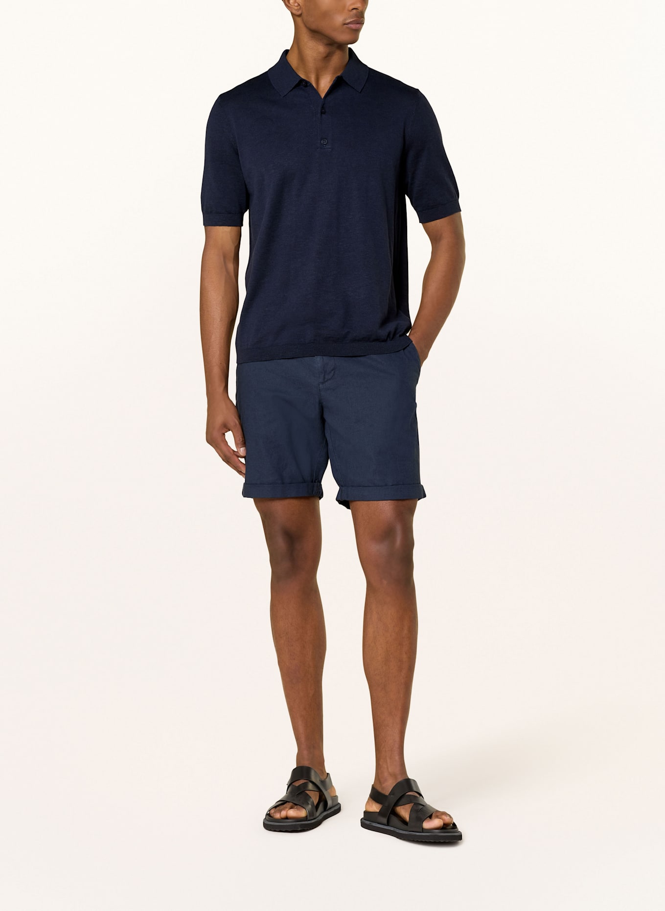 STROKESMAN'S Strick-Poloshirt: DUNKELBLAU