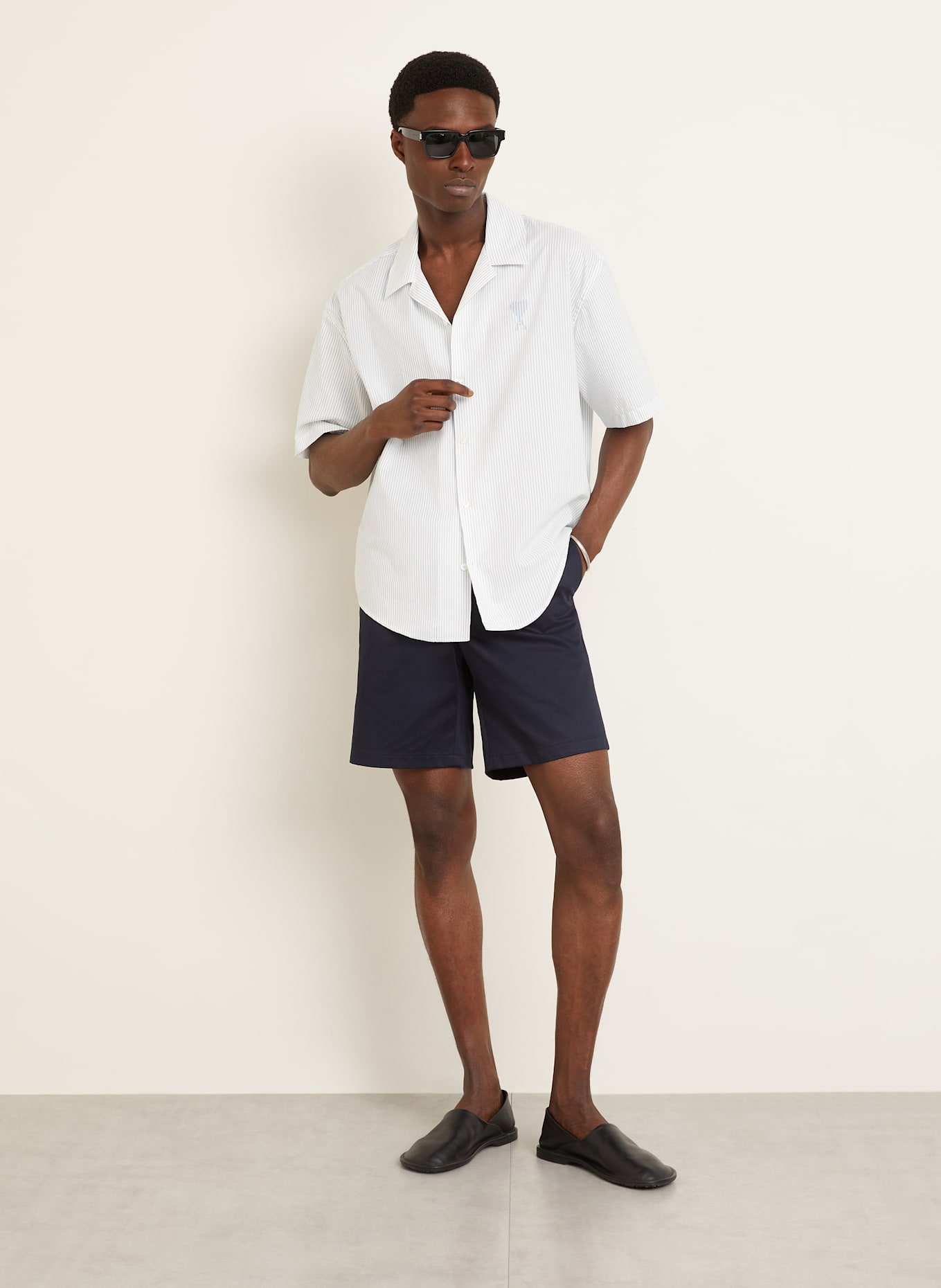 AMI PARIS Resort shirt comfort fit: WHITE / GRAY