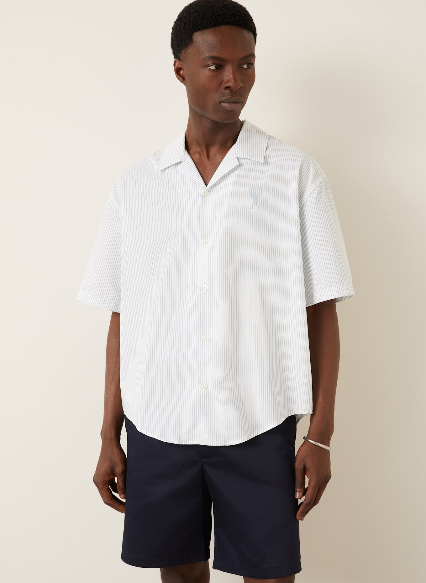 AMI PARIS Resort shirt comfort fit: WHITE / GRAY