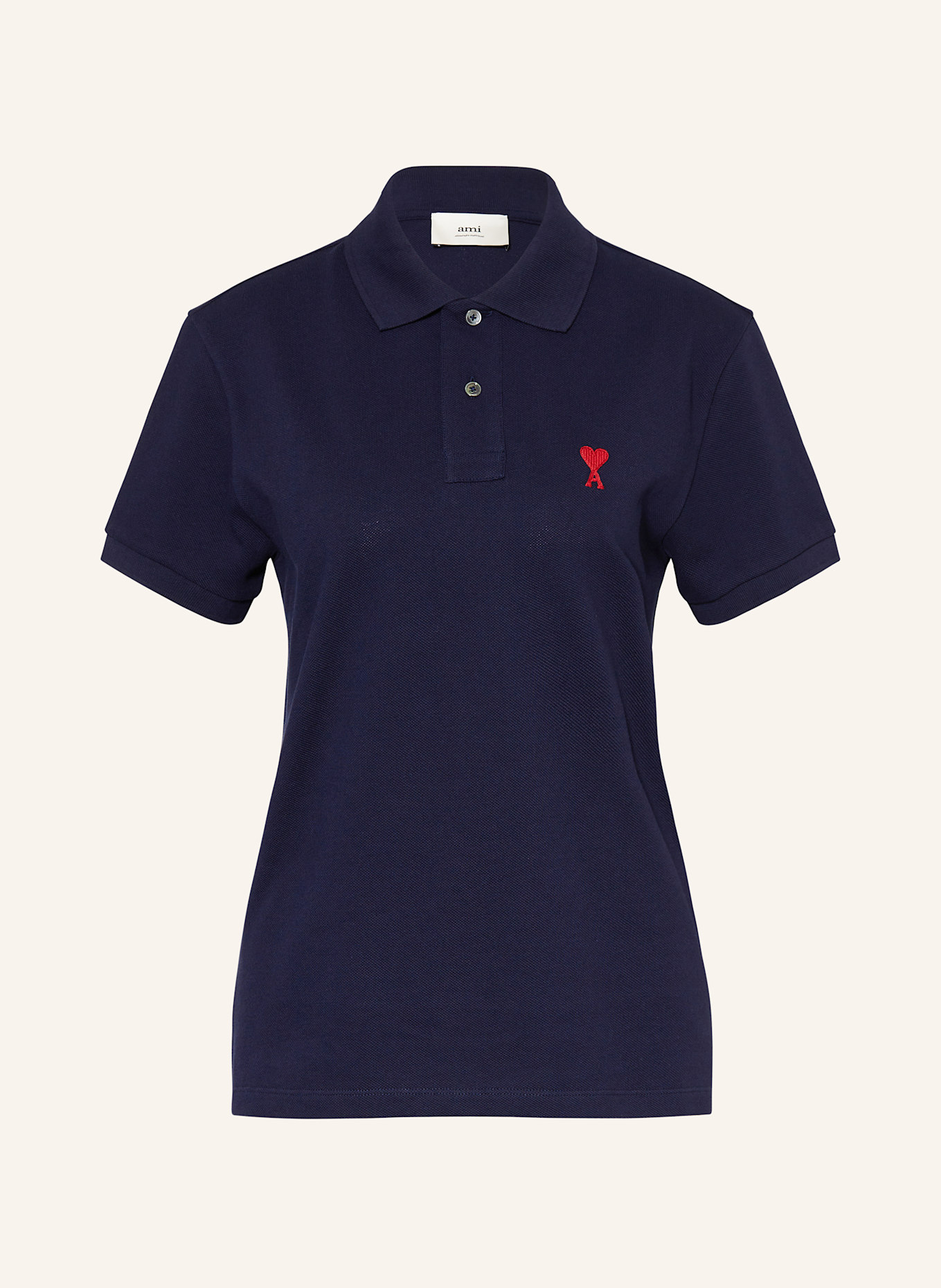 AMI PARIS Piqué polo shirt: DARK BLUE