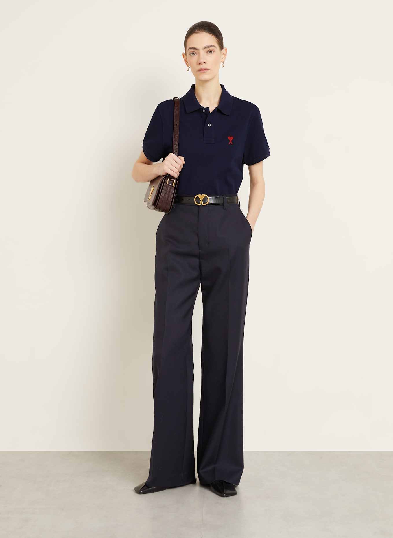 AMI PARIS Piqué polo shirt: DARK BLUE