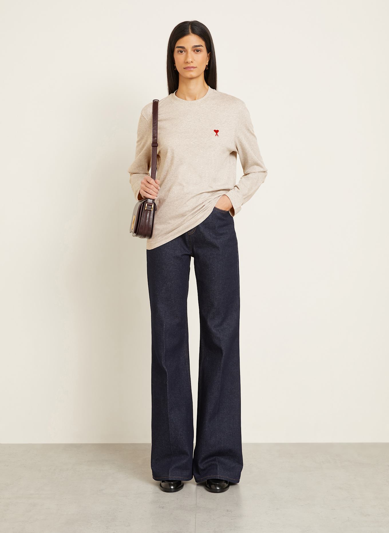 AMI PARIS Long sleeve shirt: LIGHT GRAY