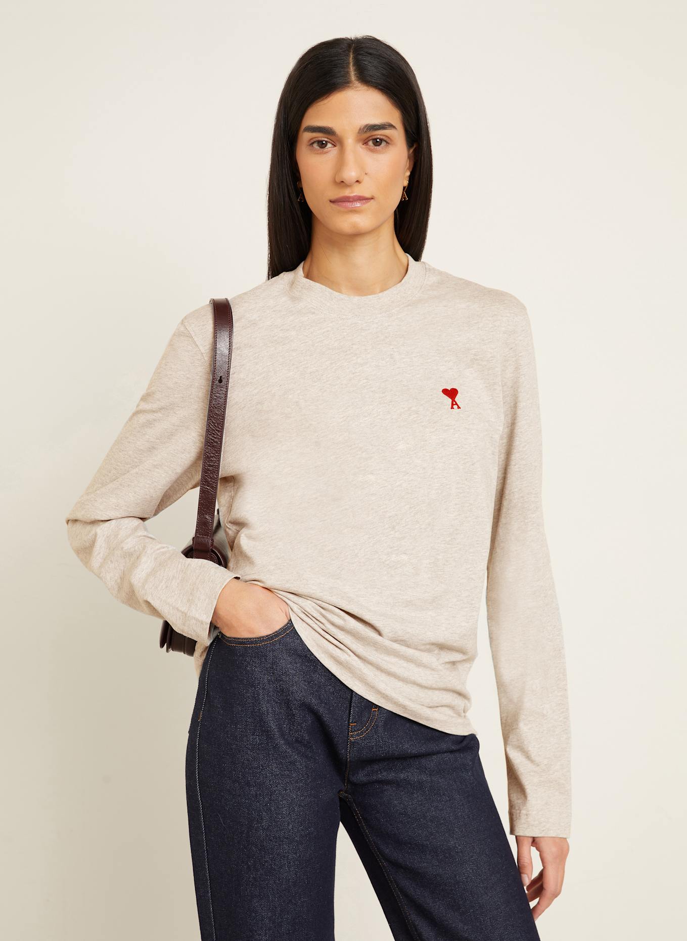 AMI PARIS Long sleeve shirt: LIGHT GRAY