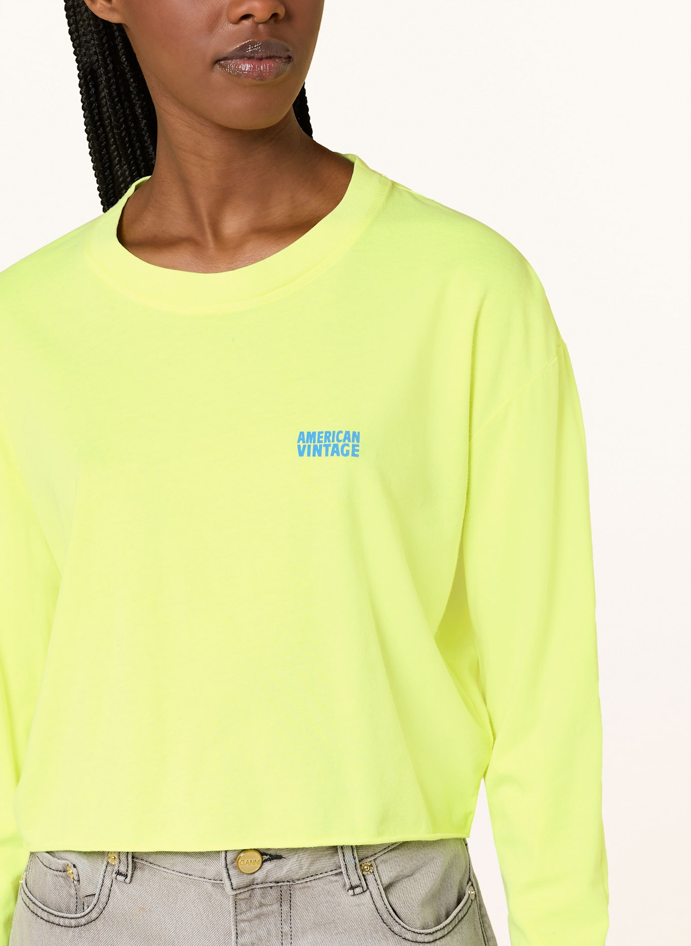 American Vintage Cropped-Longsleeve PYMAZ: NEONGELB