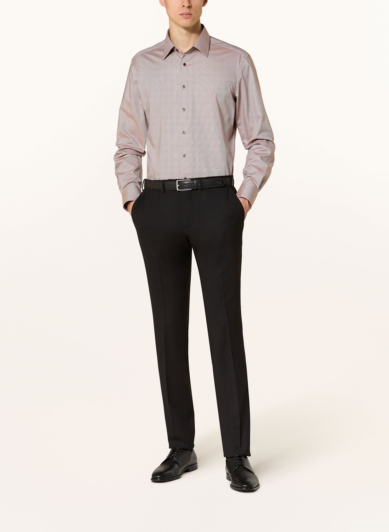 ETERNA Shirt modern fit: BEIGE/ BROWN