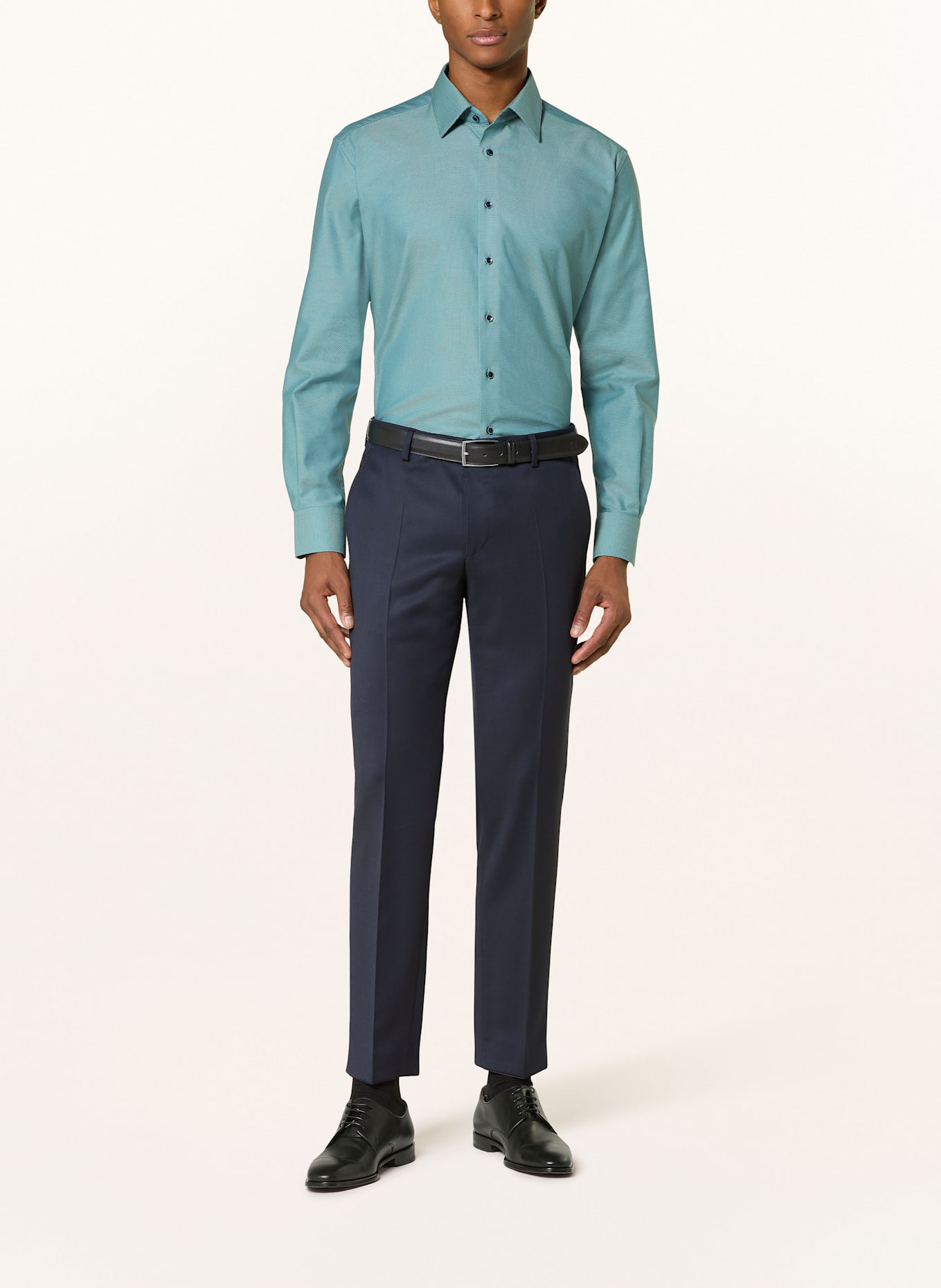 ETERNA Shirt modern fit: DARK GREEN/ TEAL