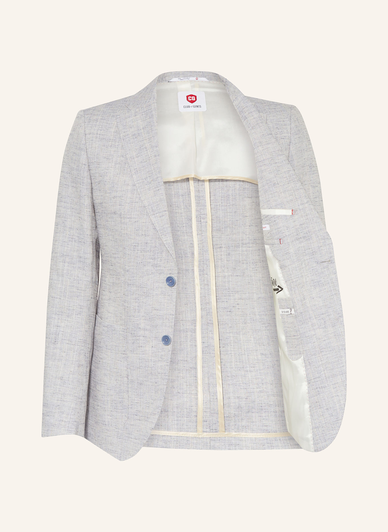 CG - CLUB of GENTS Anzugsakko PETERSON Slim Fit mit Leinen: HELLBLAU
