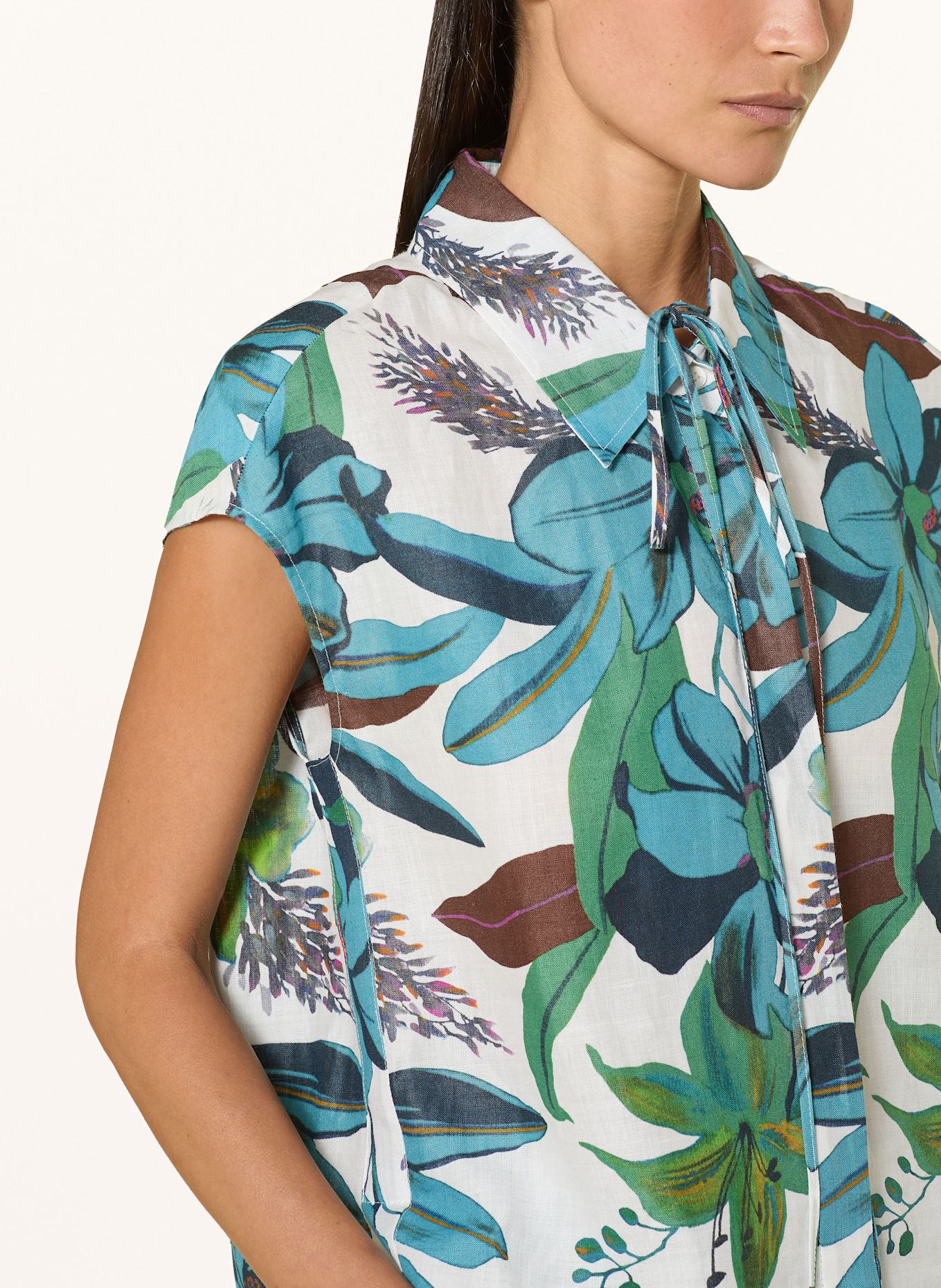 LUISA CERANO Košilová halenka: BÍLÁ / TMAVĚ MODRÁ / ZELENÁ