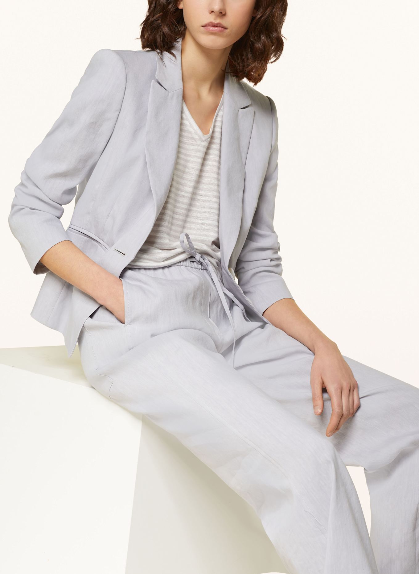 LUISA CERANO Blazer with linen: BLUE GRAY