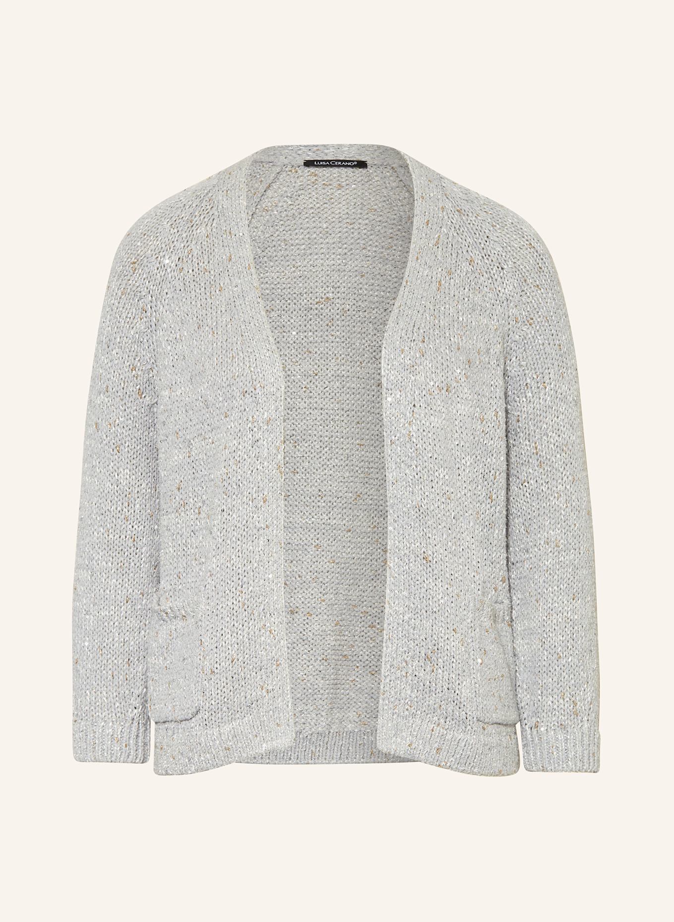 LUISA CERANO Strickhülle mit Glitzergarn und Pailletten: HELLGRAU