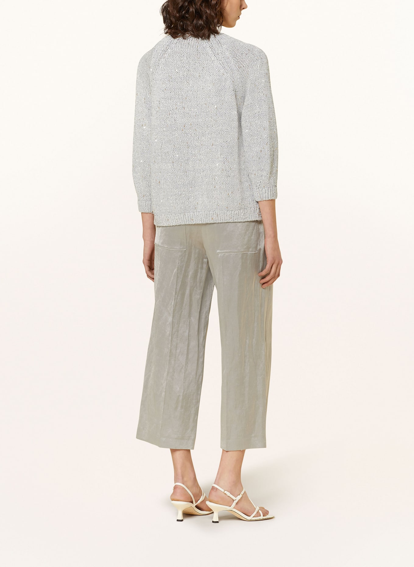 LUISA CERANO Strickhülle mit Glitzergarn und Pailletten: HELLGRAU