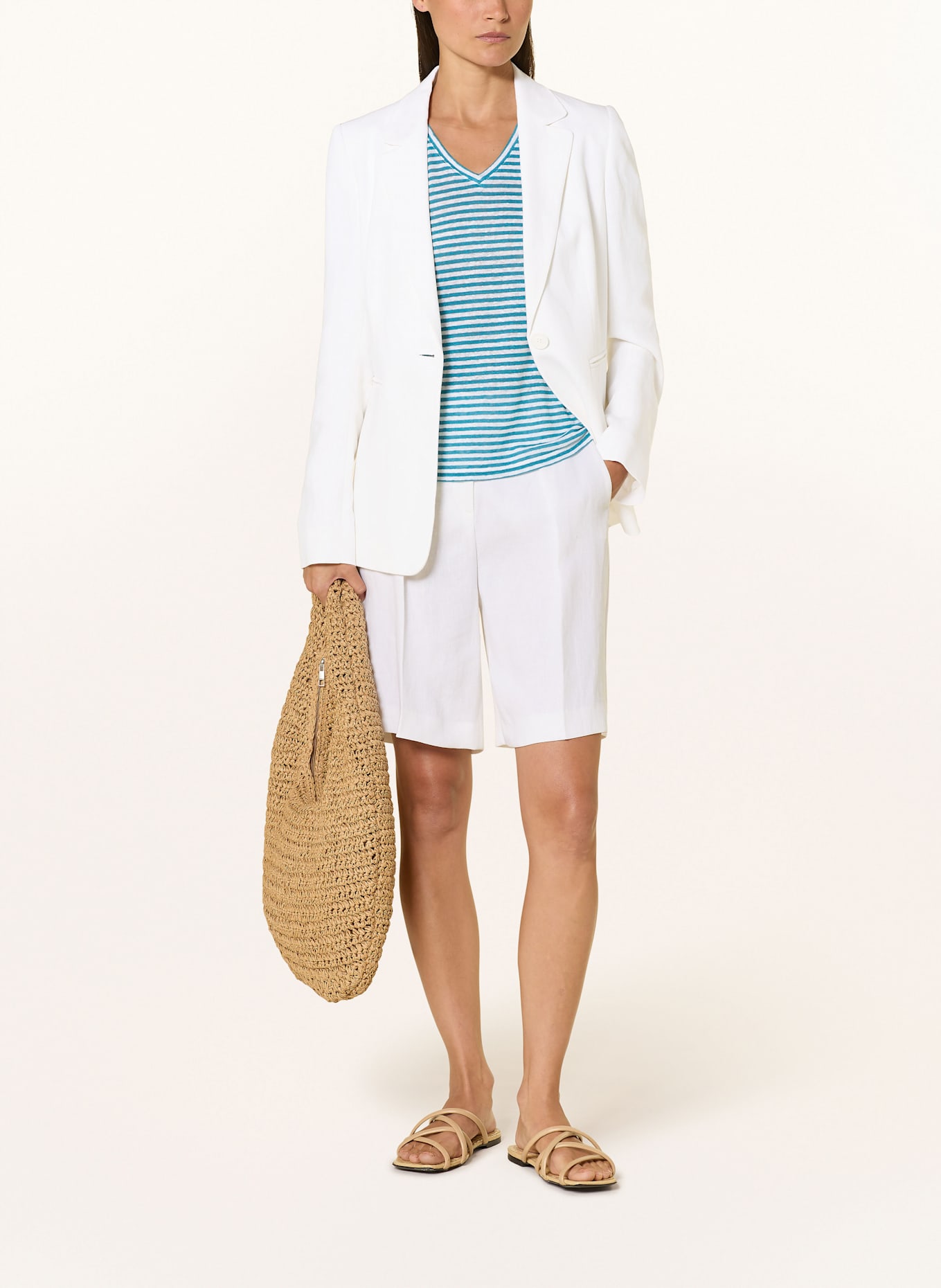 LUISA CERANO Blazer mit Leinen: WEISS