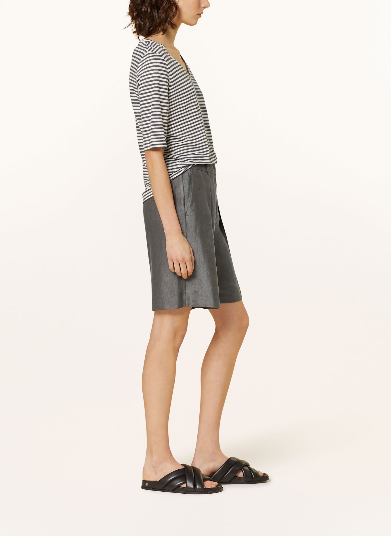 LUISA CERANO Shorts mit Leinen: DUNKELGRAU