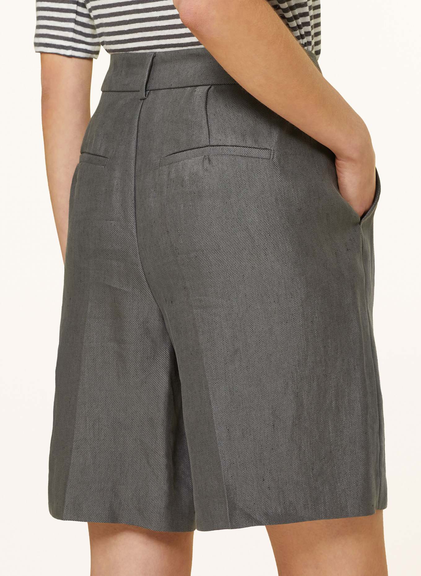 LUISA CERANO Shorts mit Leinen: DUNKELGRAU