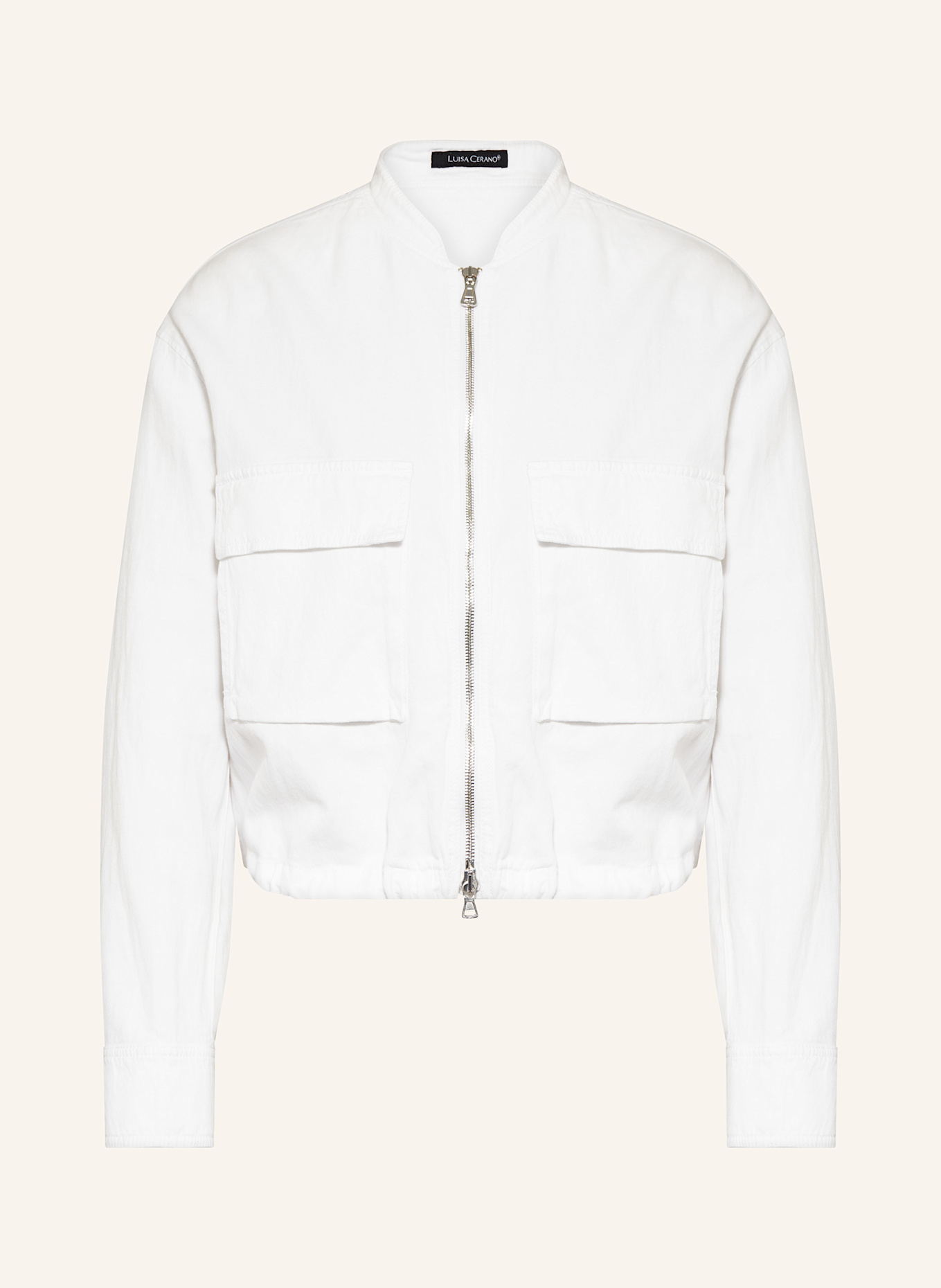 LUISA CERANO Bomber jacket with linen: WHITE