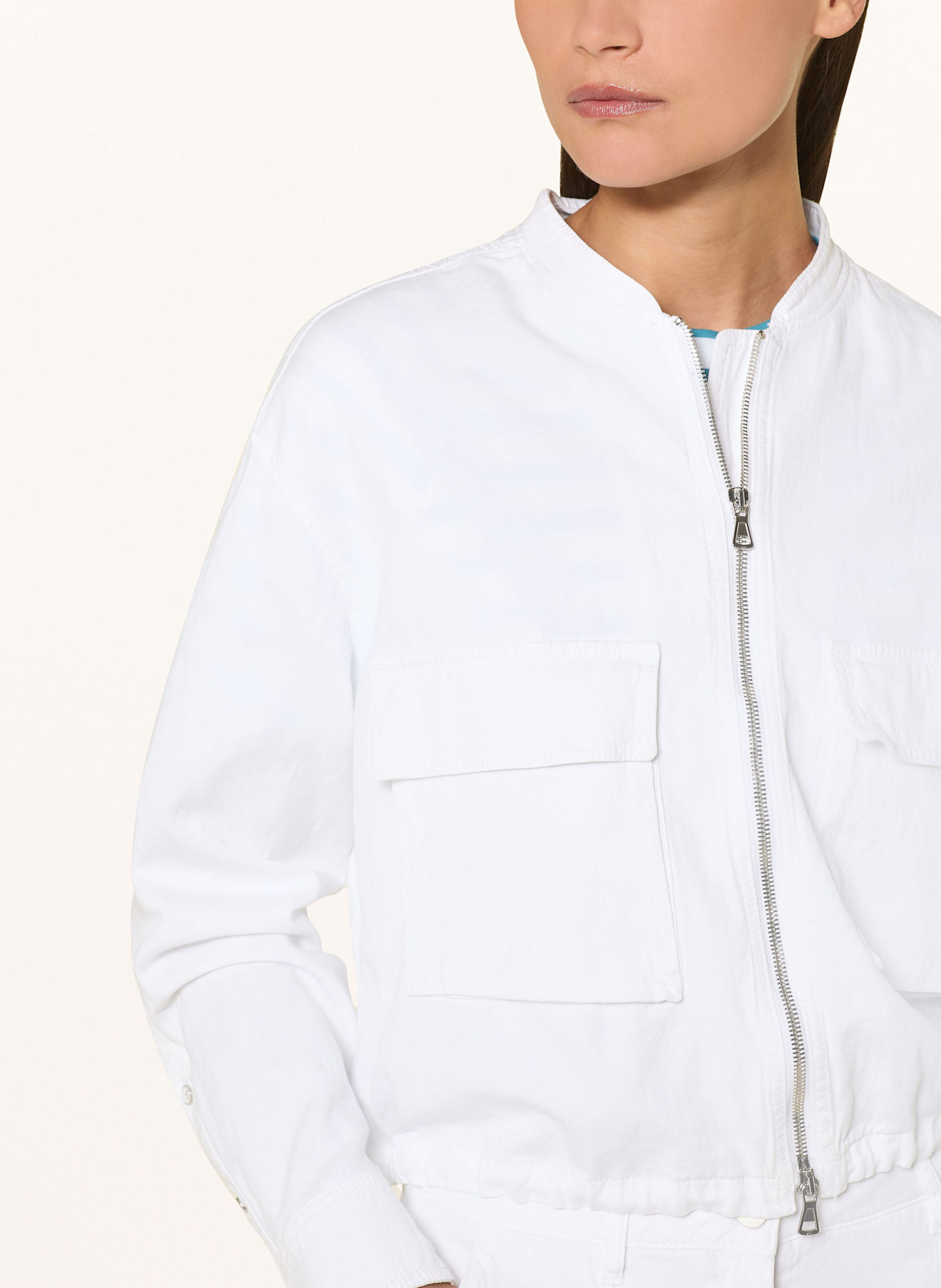 LUISA CERANO Bomber jacket with linen: WHITE
