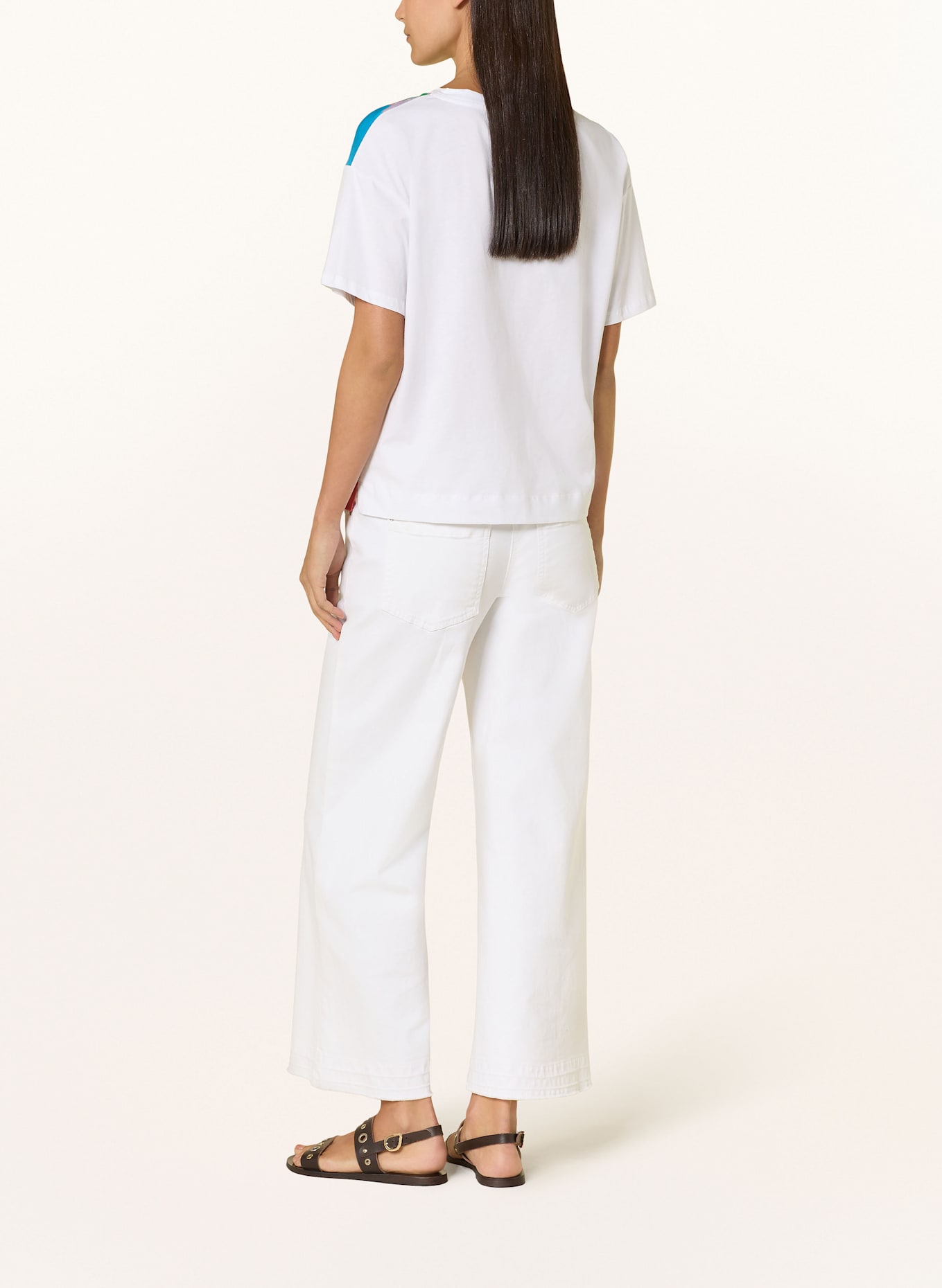 LUISA CERANO T-shirt made of silk: WHITE/ BLUE/ RED