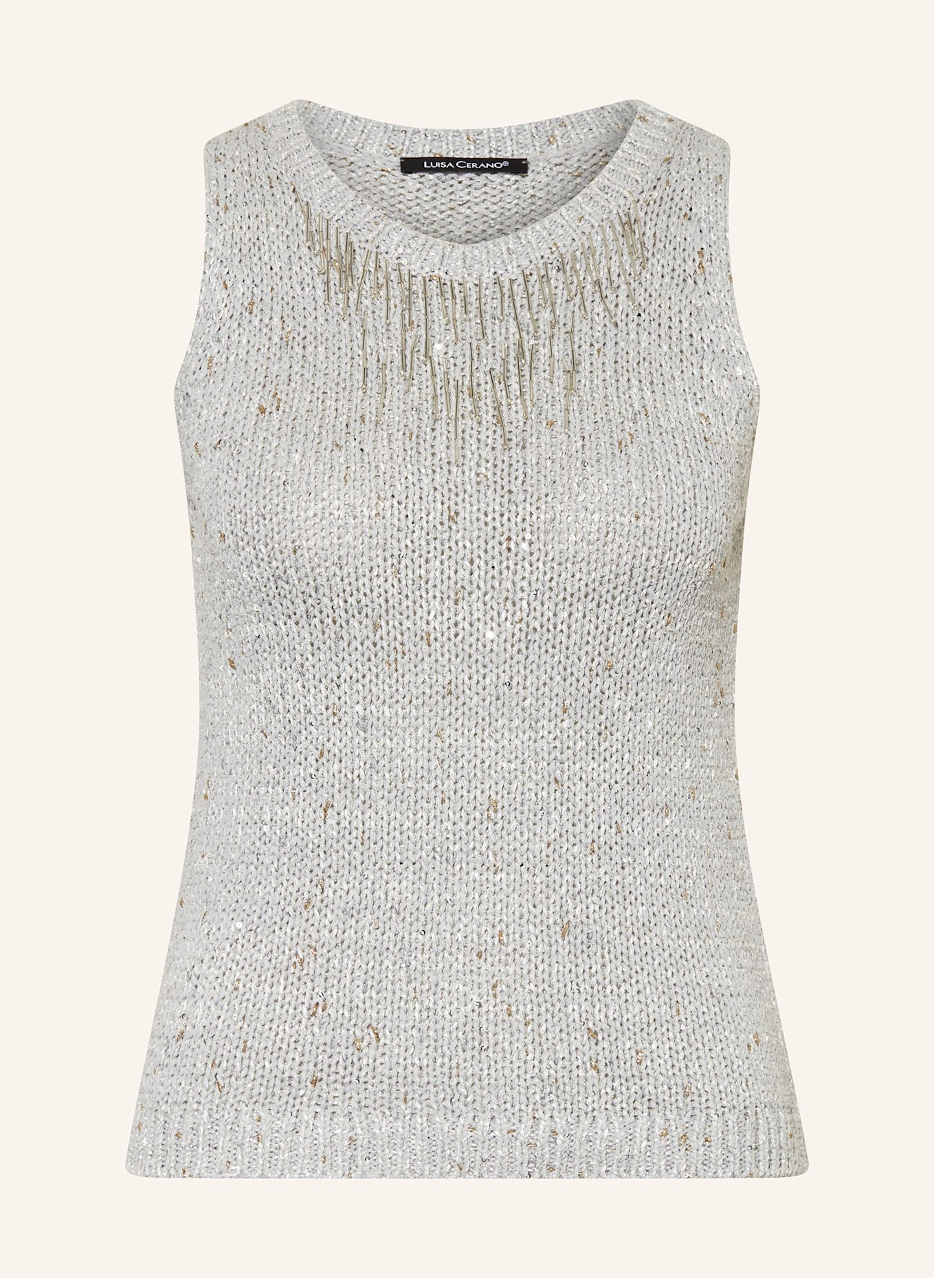 LUISA CERANO Knit top with glitter thread and sequins: GRAY