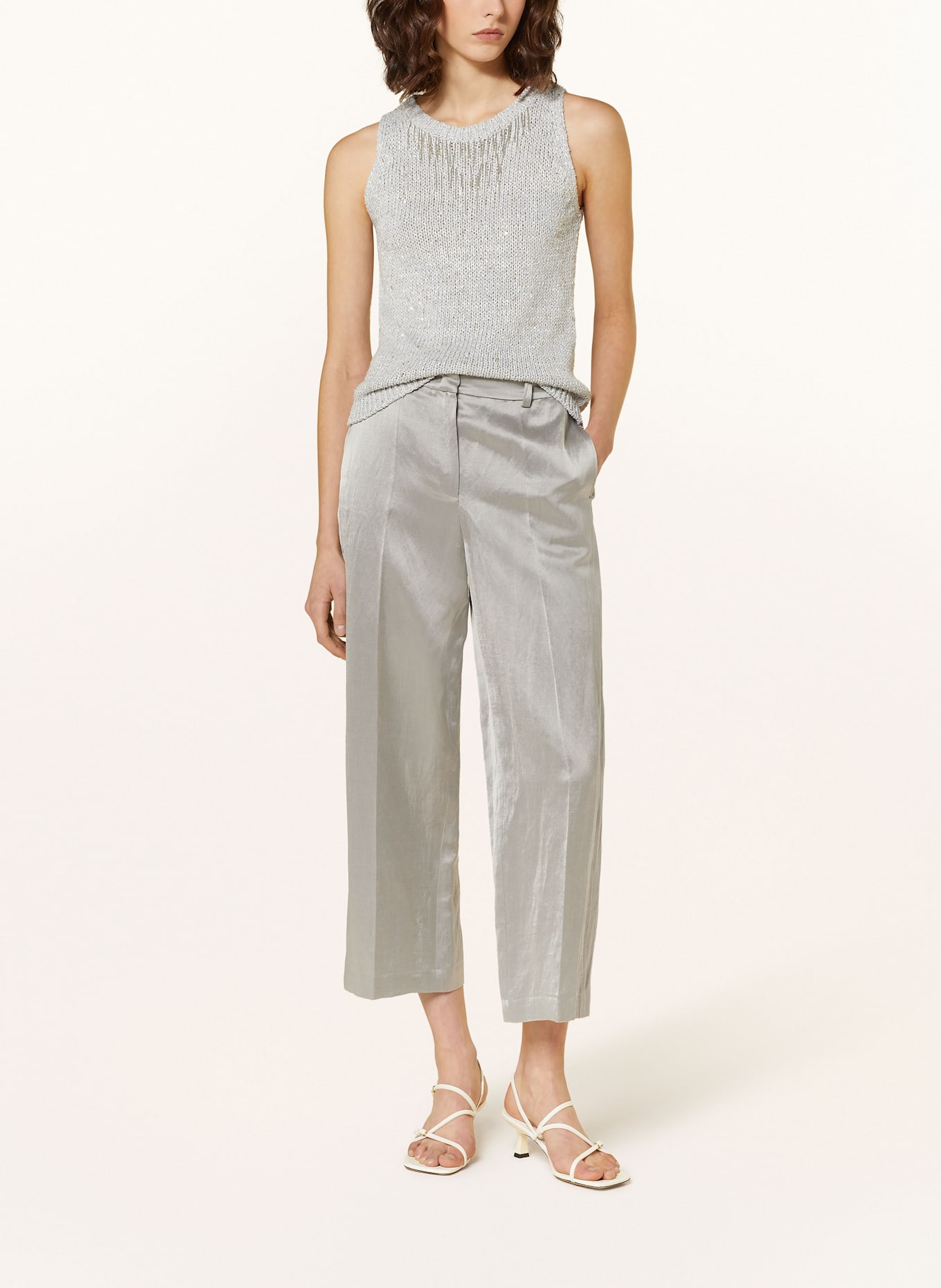 LUISA CERANO Knit top with glitter thread and sequins: GRAY