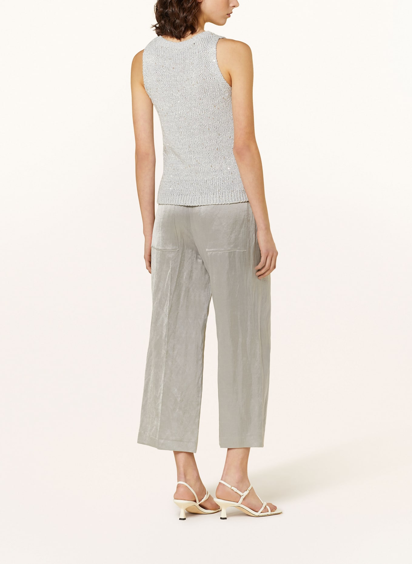 LUISA CERANO Knit top with glitter thread and sequins: GRAY