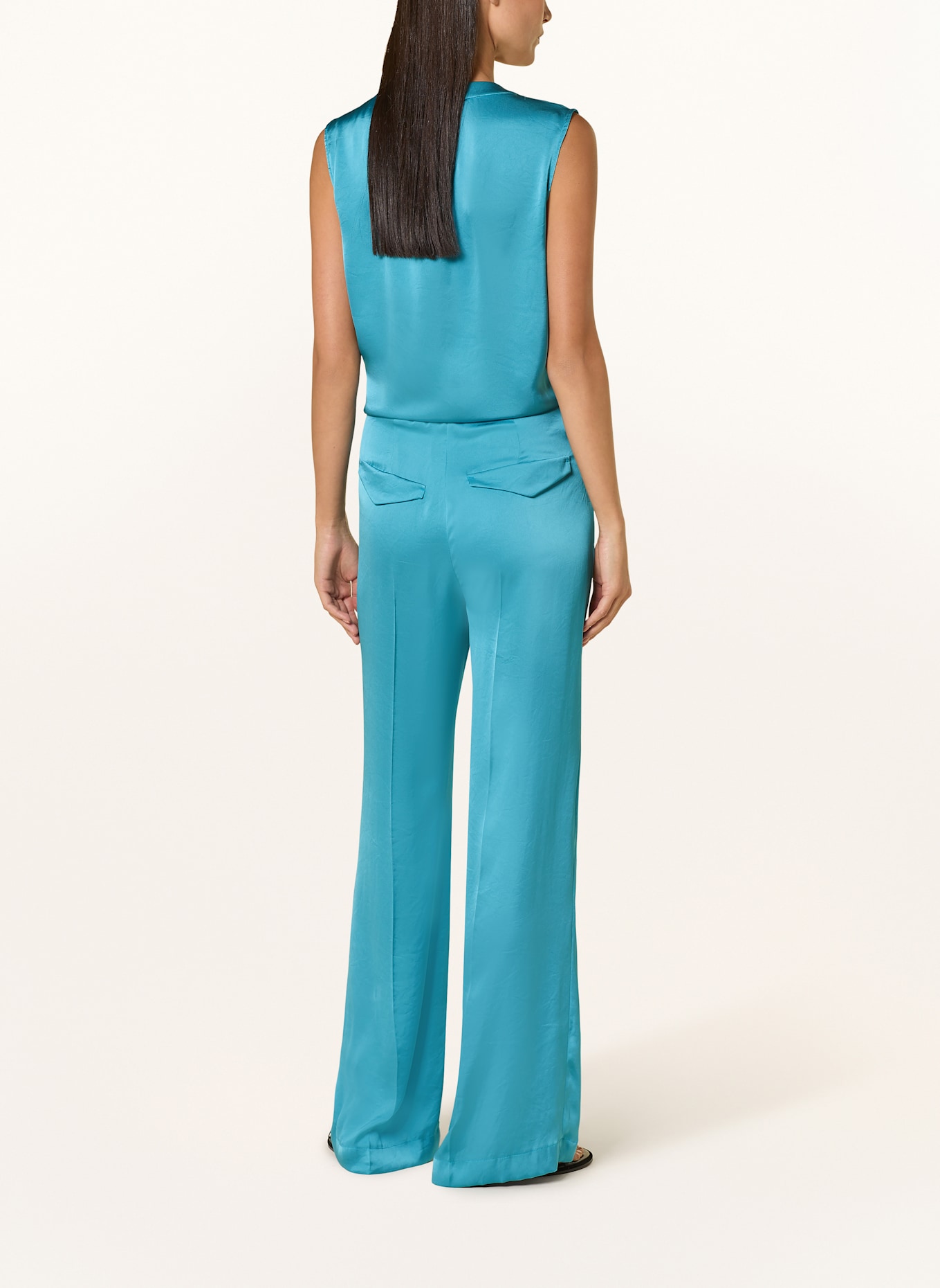 LUISA CERANO Marlene kalhoty ze saténu: TYRKYSOVÁ