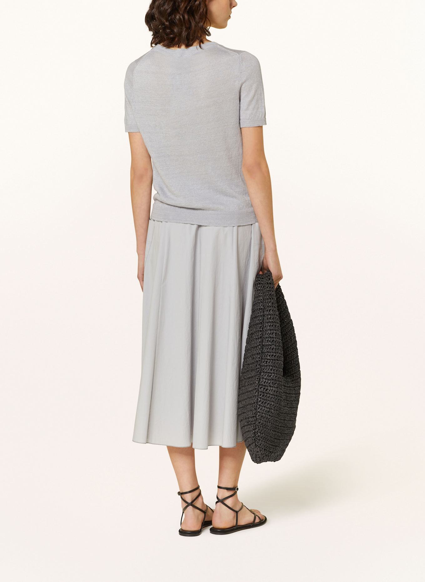 LUISA CERANO Knit shirt in linen: LIGHT GRAY